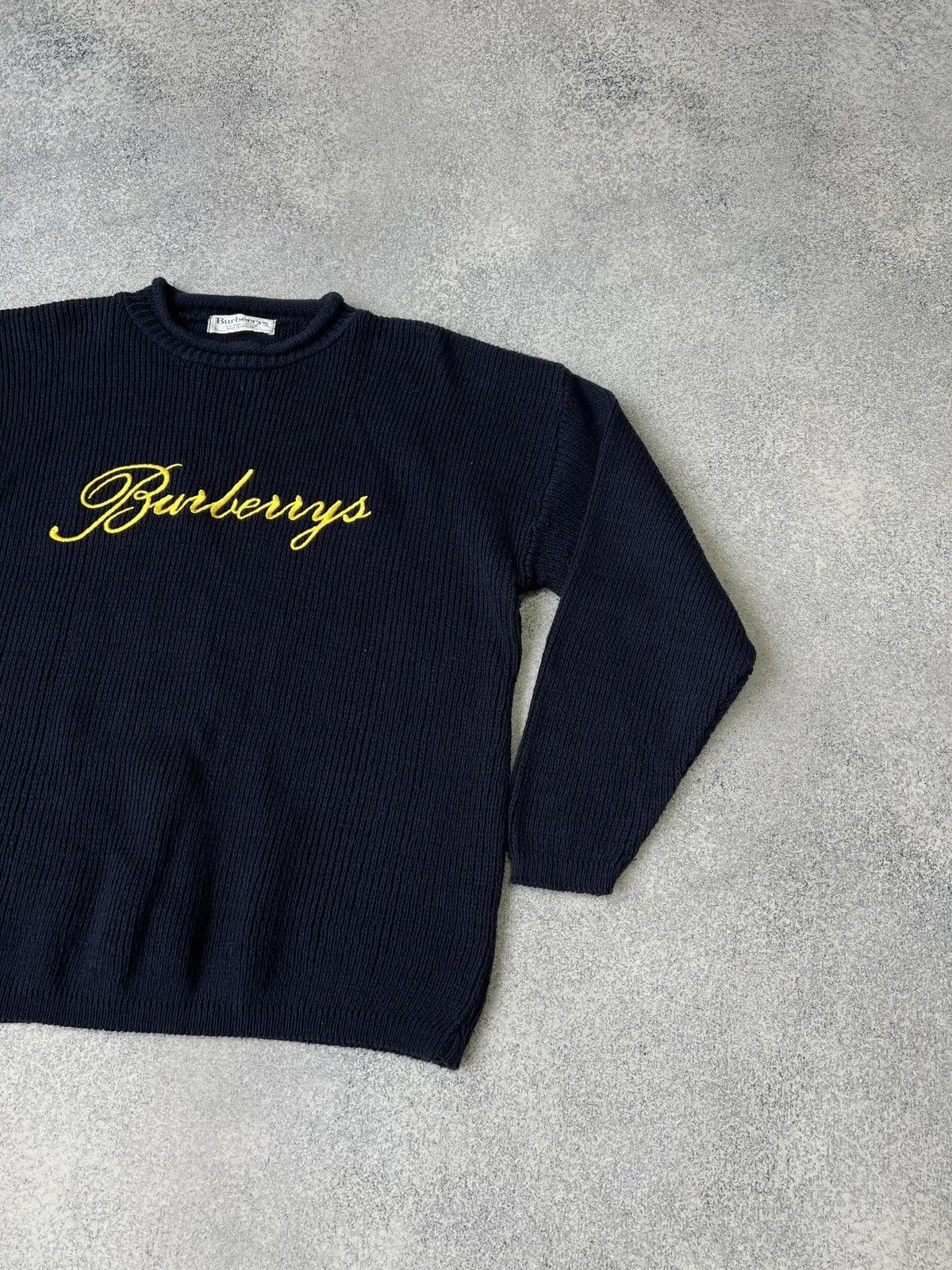 Burberry × Vintage Vintage Burberry Big Logo heavy knit sweater Size US L / EU 52-54 / 3 - 5 Thumbnail