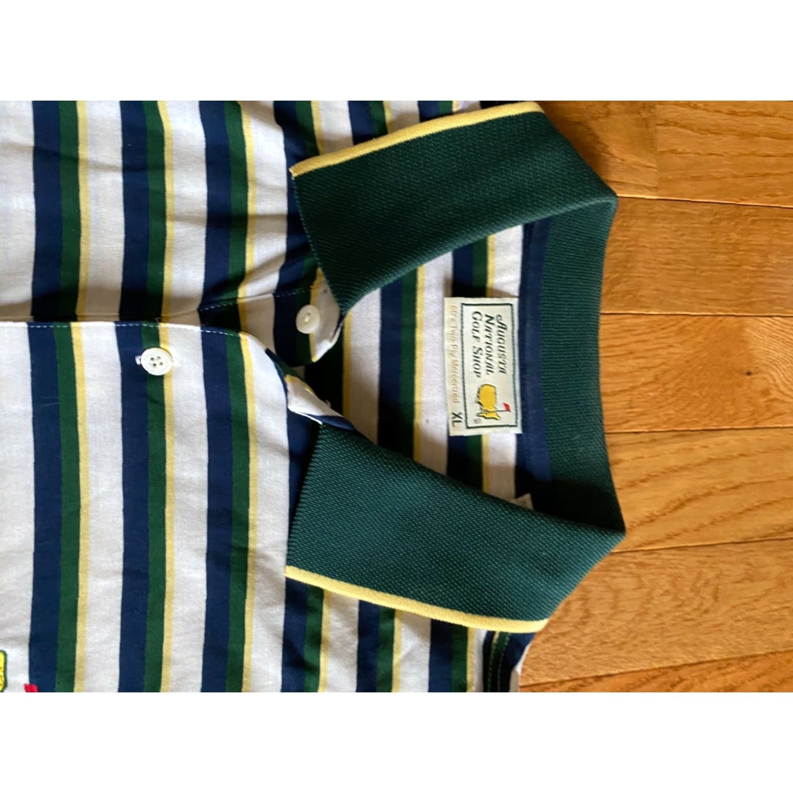 Vintage Masters Augusta National Golf Shop Polo Shirt Mens XL Green Striped Casual Cotton Short Sleeve Button-Up Polo Size US XL / EU 56 / 4 - 4 Thumbnail
