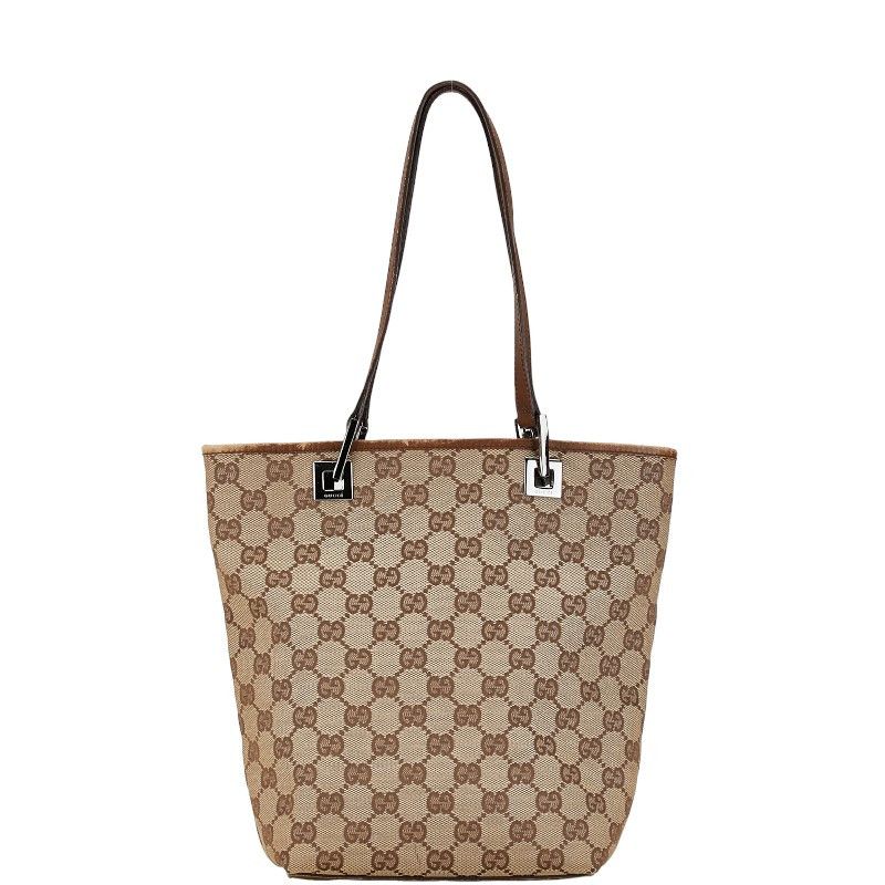 Gucci Gucci Gucci GG Canvas Leather Handbag Tote 31244 Canvas Tote Bag 31244 in Very Good Condition Size ONE SIZE - 1 Thumbnail