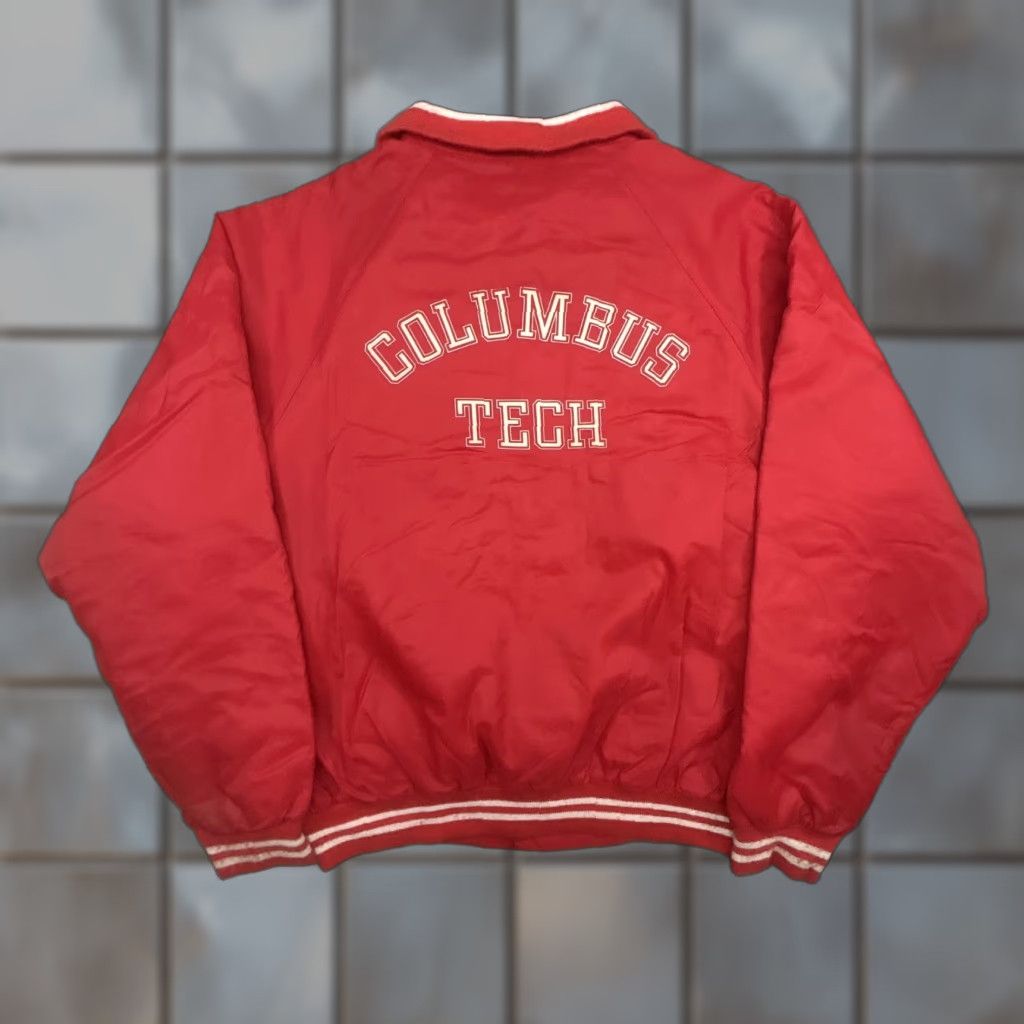 Vintage VINTAGE Columbus Tech Jacket Mens XL Red Varsity Jacket College School 80s USA Size US XL / EU 56 / 4 - 1 Thumbnail