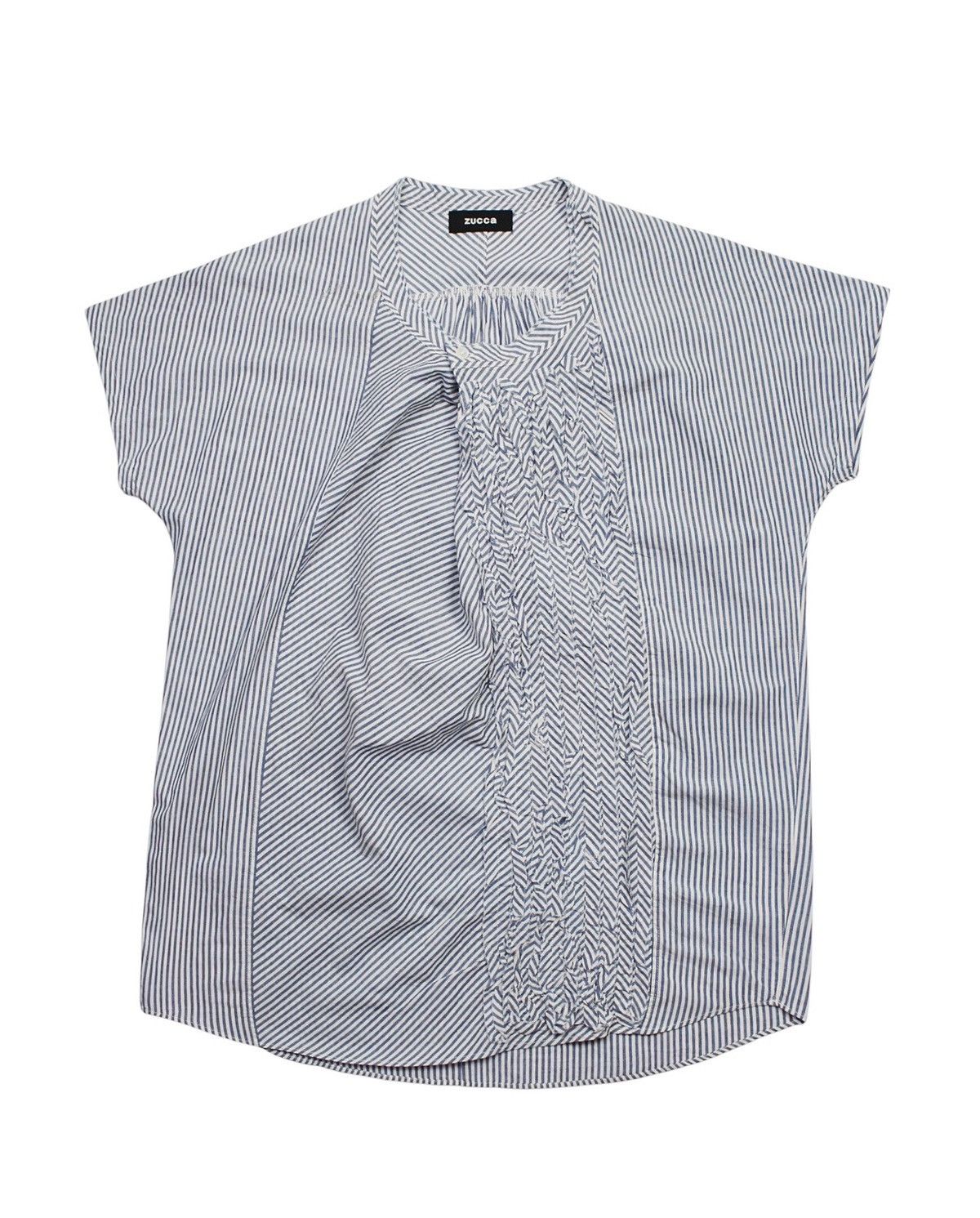 Zucca SS2013 ZUCCA STRIPED COTTON SHIRT WITH FRONT SHIRRING DETAIL Size M / US 6-8 / IT 42-44 - 1 Thumbnail