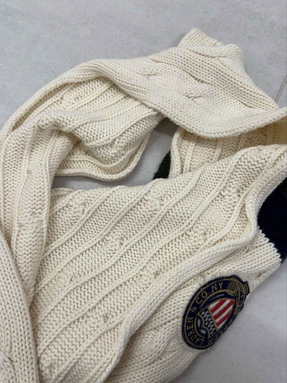 Polo Ralph Lauren Ralph Lauren Cotton Cashmere Blend Cable Knit Scarf Size ONE SIZE - 6 Thumbnail
