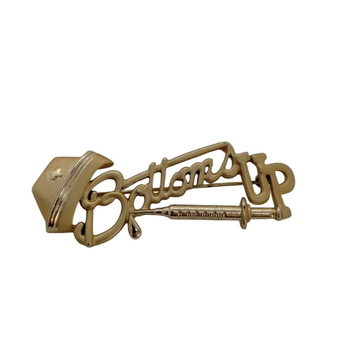 Other Bottoms Up Nurse AJC Signed Gold Tone Vintage 80s Pin Health Size ONE SIZE - 6 Thumbnail