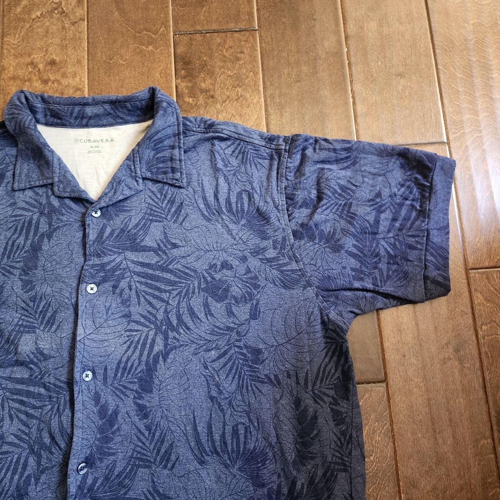 Cubavera Cubavera Men’s Floral Button-Up Shirt XL Navy Blue Short Sleeve Casual Mens Regular Fit Size US XL / EU 56 / 4 - 4 Thumbnail