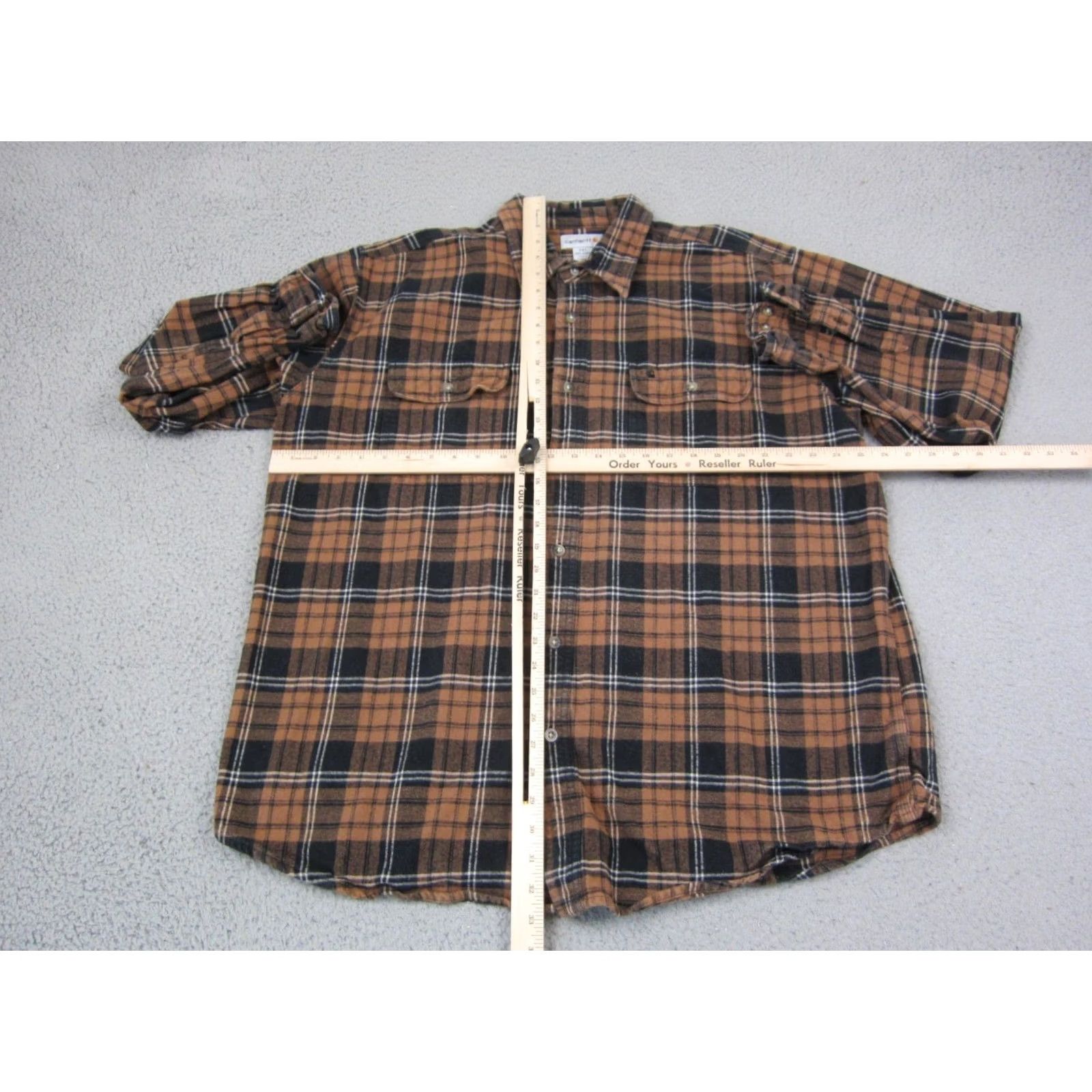 Carhartt Carhartt Shirt Mens 2XL XXL Brown Black Plaid Flannel Button Up Cotton Workwear Size US XXL / EU 58 / 5 - 5 Thumbnail