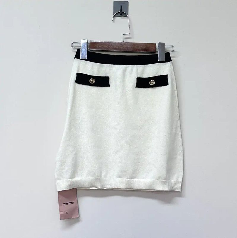 Miu Miu Miu Miu White Cashmere Mini Skirt 0089 Size 22" - 1 Thumbnail