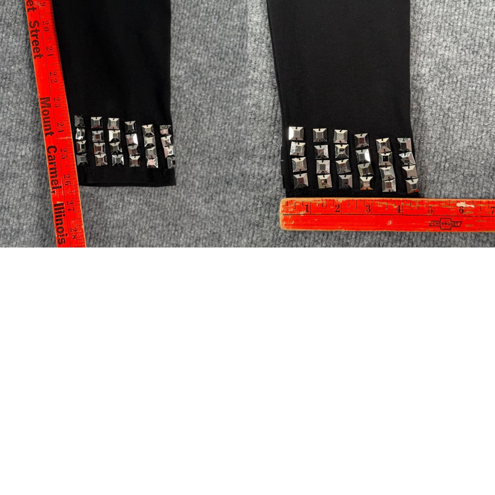 Vintage Black Studded Embellished Leggings Womens Medium Rhinestone Ankle Athleisure Casual Yoga Gym & Training Size 32" / US 10 / IT 46 - 8 Thumbnail