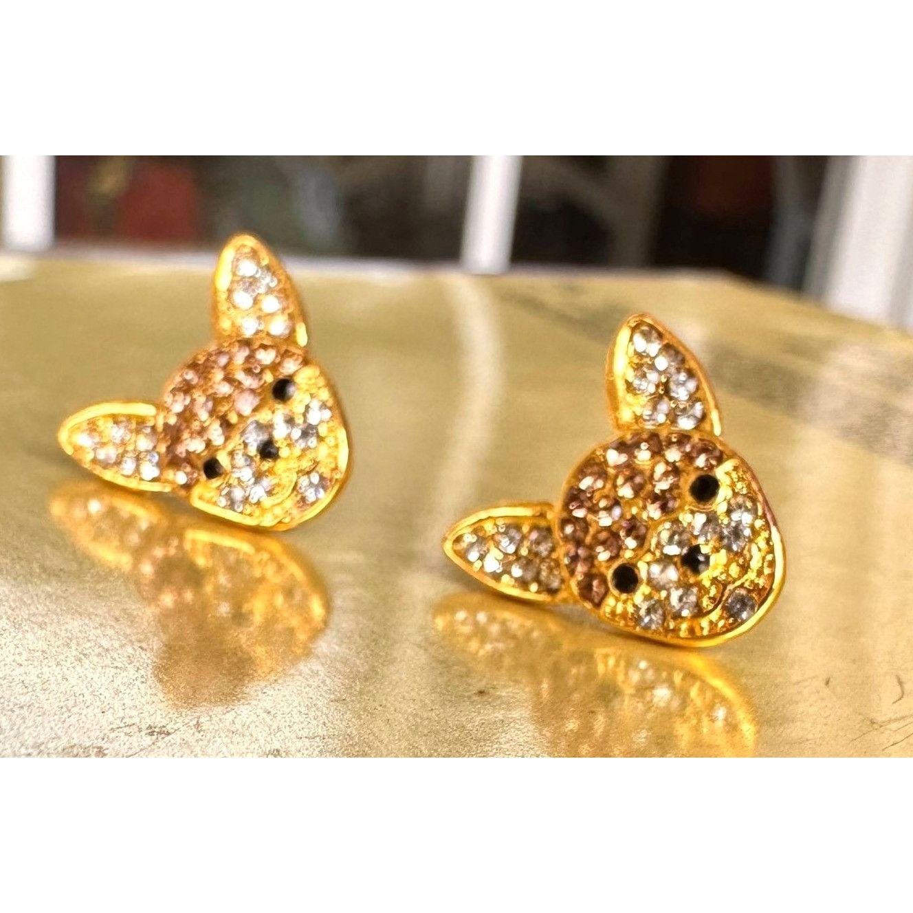 Handmade Chihuahua Earrings New Rhinestones Stainless Steel Posts Dog Size ONE SIZE - 5 Thumbnail