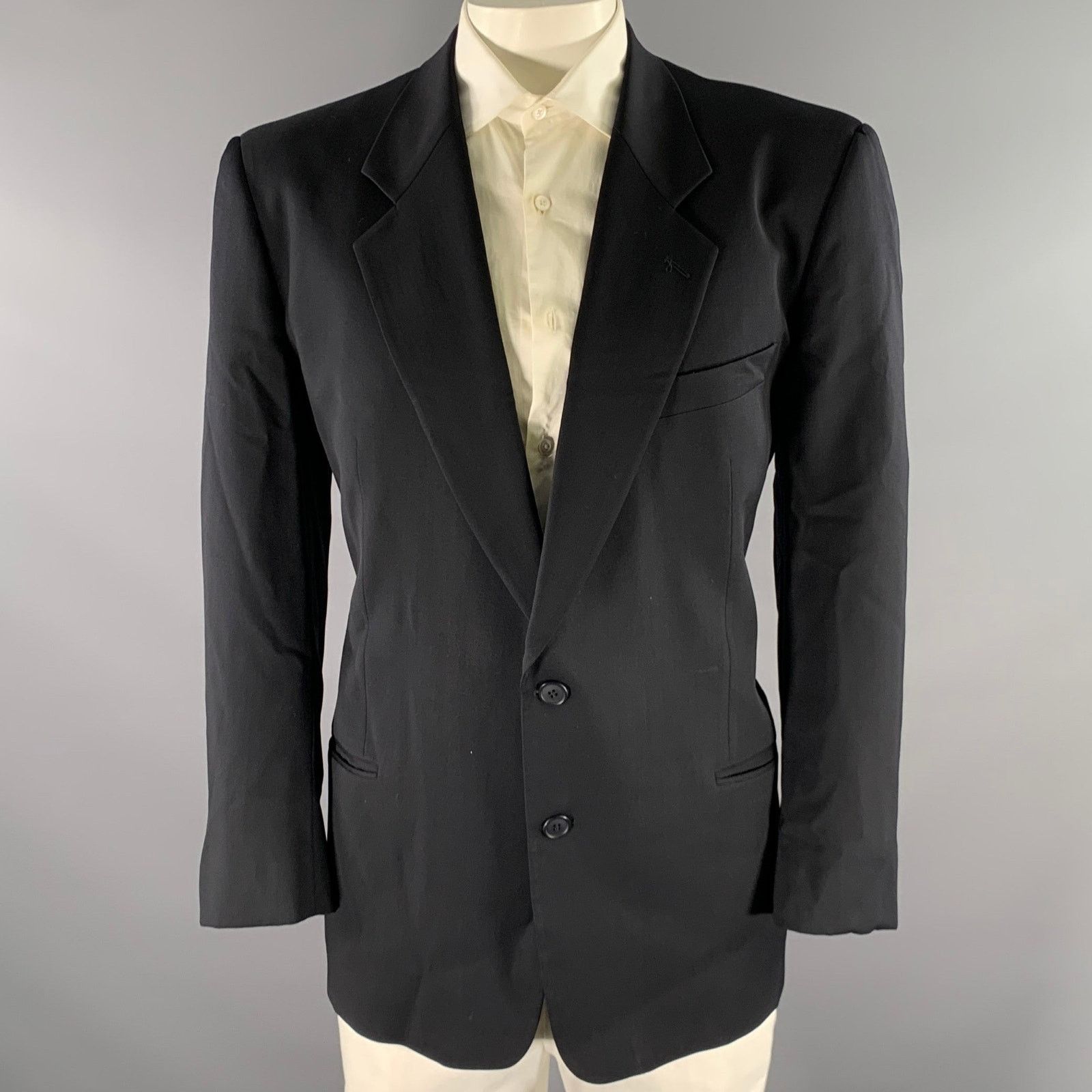 Giorgio Armani GIORGIO ARMANI Chest 46 Navy Wool Notch Lapel Sport Coat Size 46R - 1 Thumbnail