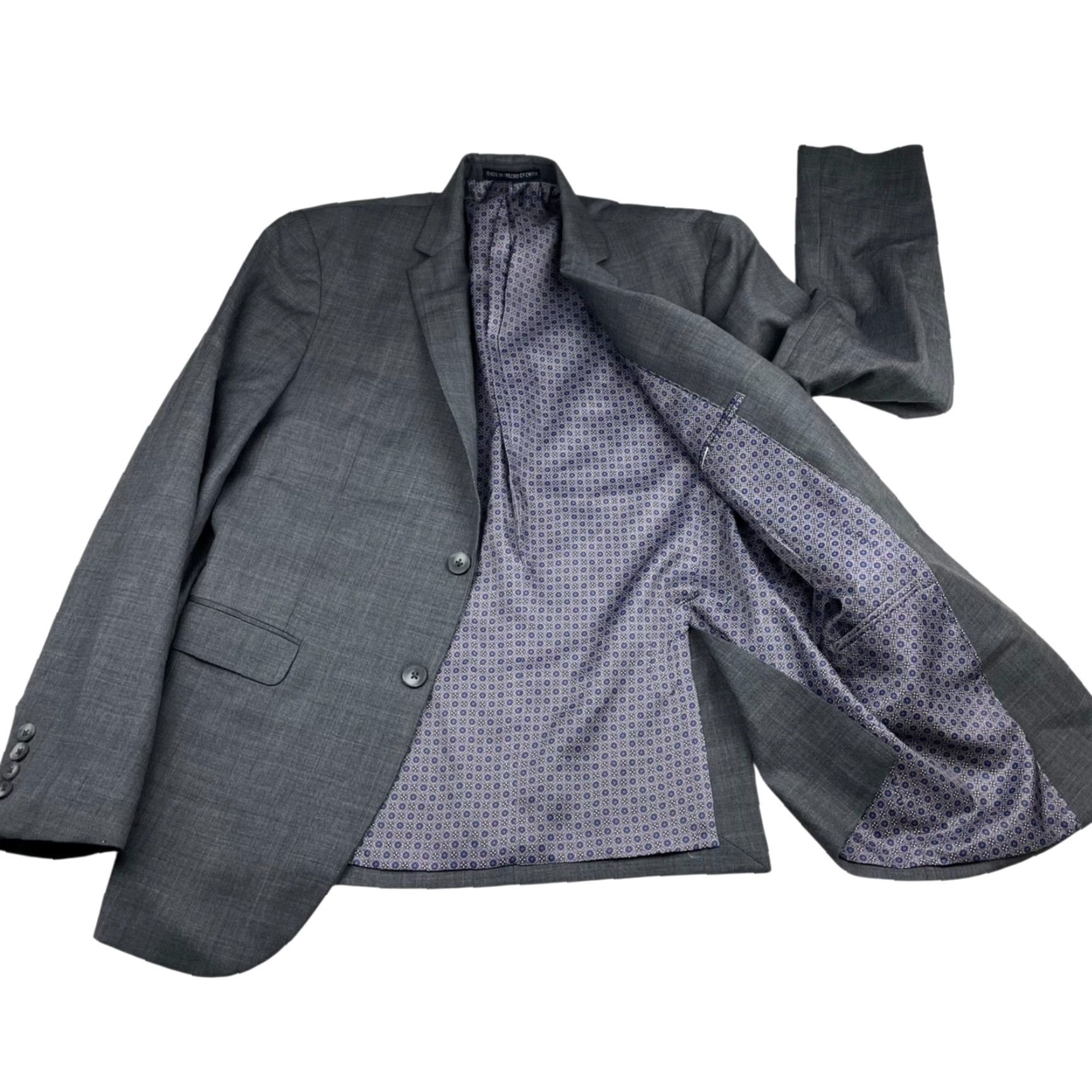 Vintage Penguin Blazer Jacket Gray 2-Button Single-Breasted Wool/Polyester Stretch 40R Mens Jacket Regular Notch Lapel Vintage No Size 40R - 3 Thumbnail