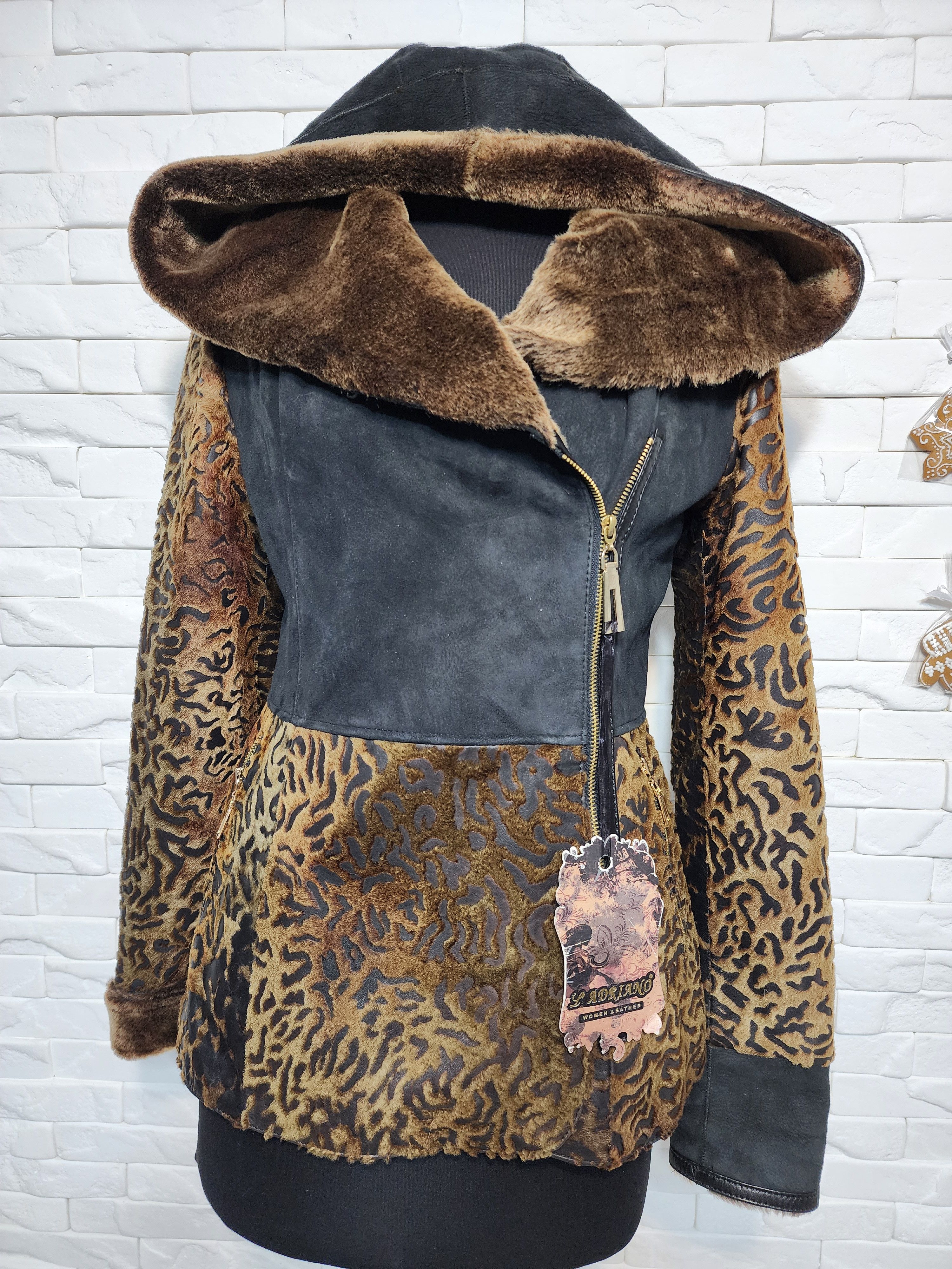 Furla Brown Sheepskin Coat: Women's Fur Hood Winter Coat Size M / US 6-8 / IT 42-44 - 1 Thumbnail