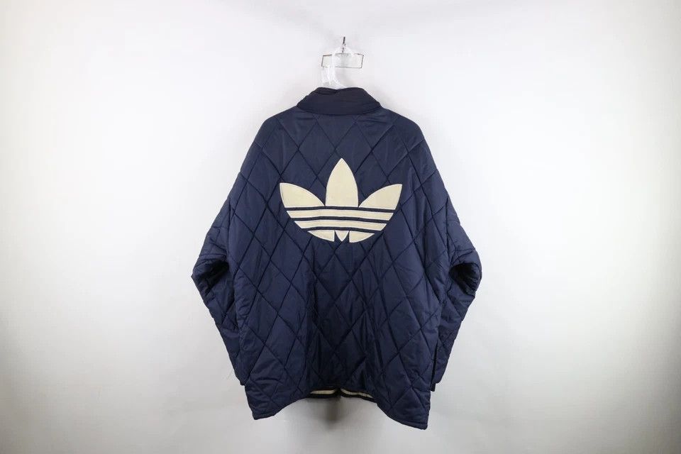 Adidas Vintage 90s Adidas Reversible Quilted Puffer Jacket Blue Size US L / EU 52-54 / 3 - 15 Thumbnail