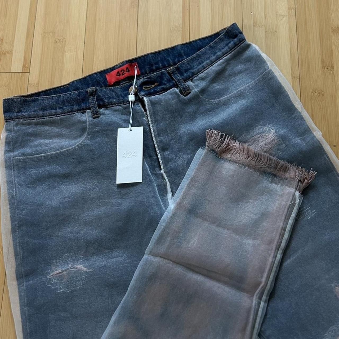 424 424 DOUBLE LAYER SKINNY BLEACHED DENIM Size US 34 / EU 50 - 3 Thumbnail