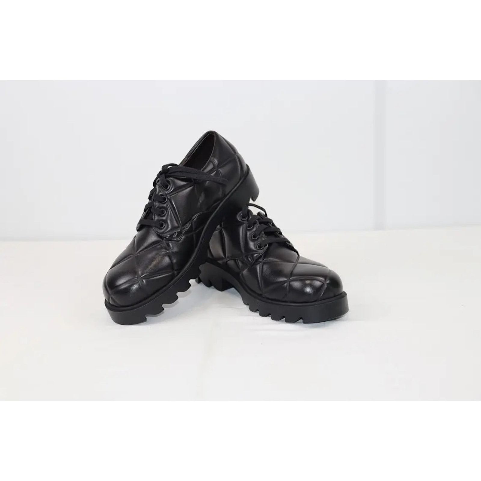 Bottega Veneta o1rshd1 Quilted Nappa Leather Strut Derby Shoes in Black Size US 11 / EU 44 - 8 Thumbnail