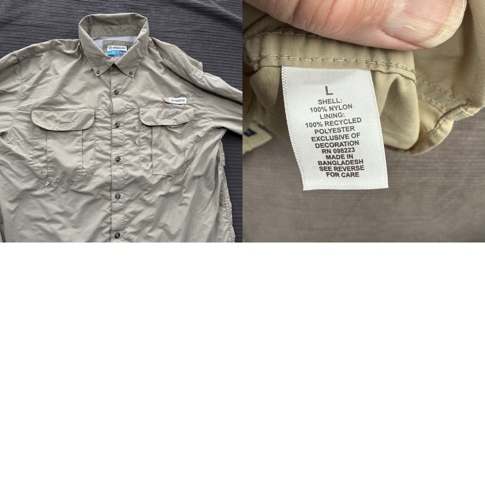 Vintage Magellan Shirt Men L Brown Nylon Relaxed Fit Vented Outdoor Pocketed Button-Up Size US L / EU 52-54 / 3 - 8 Thumbnail