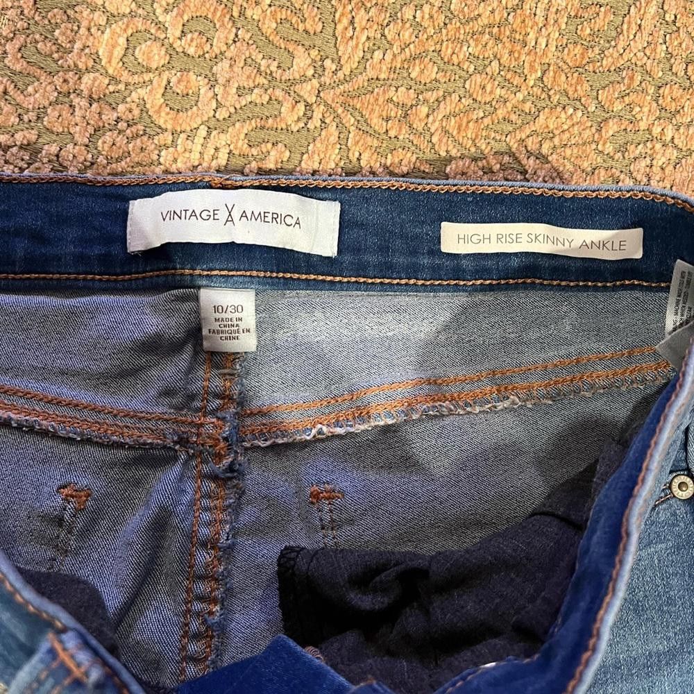 Designer Vintage America High Rise Skinny Ankle 10/30 Size 32" / US 10 / IT 46 - 4 Thumbnail