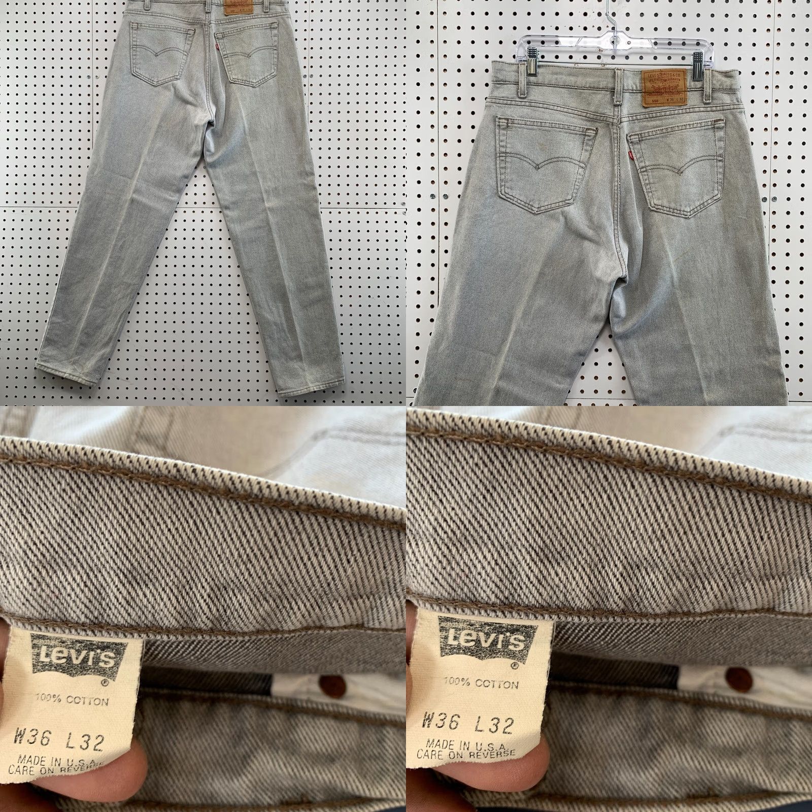Levi's VINTAGE Levi's 550 Gray Denim Jeans Mens 35x31.5 Straight Made USA Jeans Size US 35 - 10 Thumbnail
