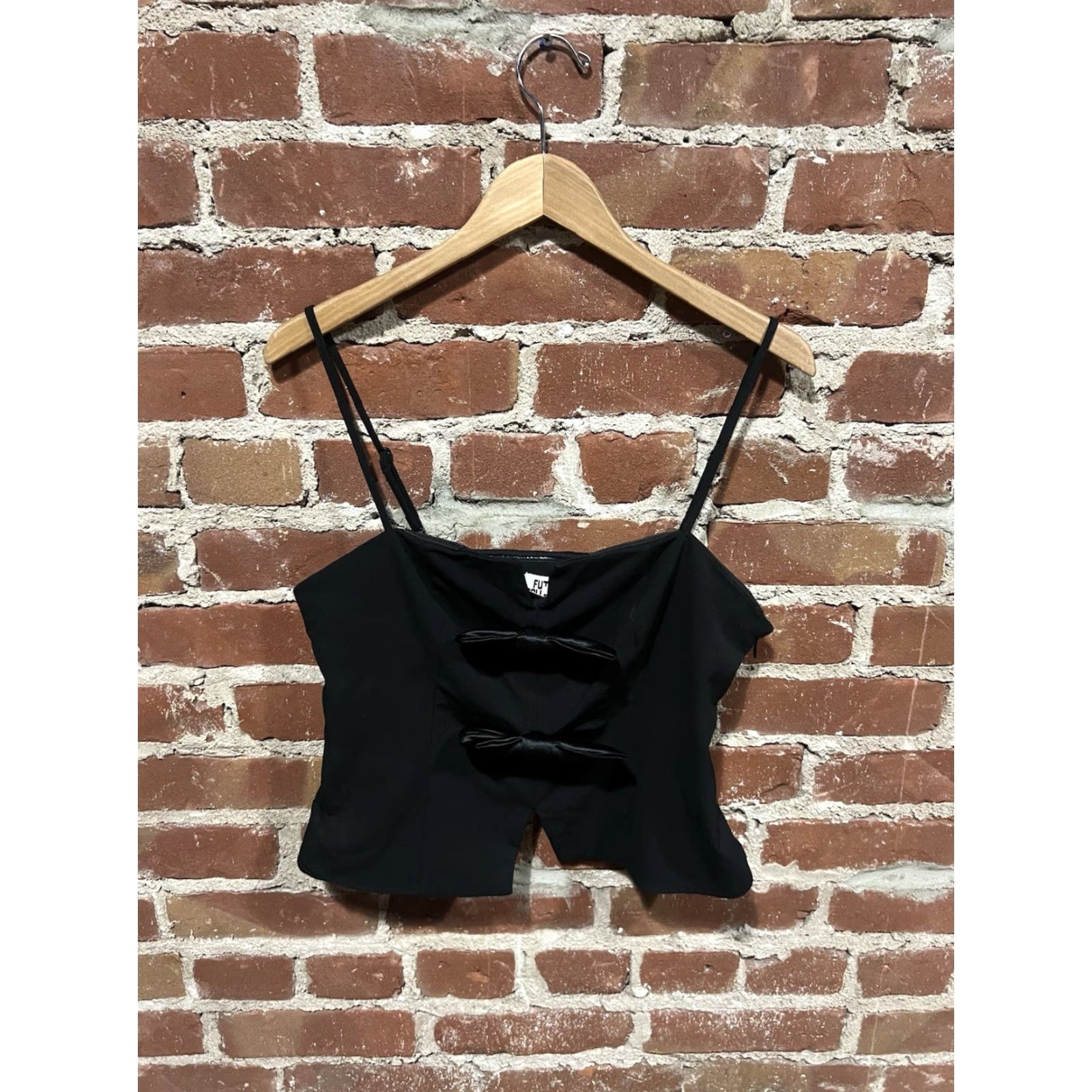 Vintage VINTAGE Future Collective Blouse Shirt Women’s Medium Black Sleeveless Tank Racerback Lace Up Sweetheart Neckline Casual Party/Cocktail Size M / US 6-8 / IT 42-44 - 2 Thumbnail