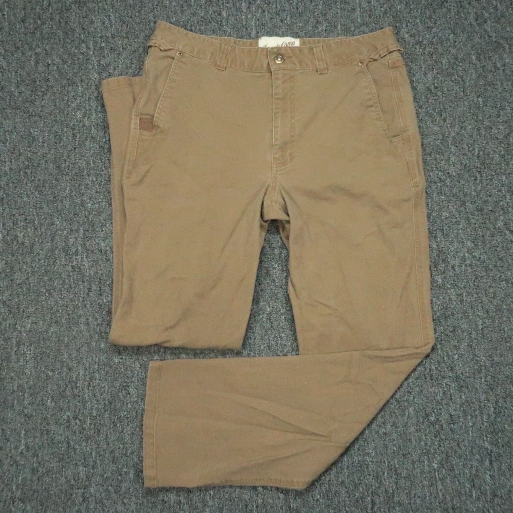 Vintage Duck Camp Pants Mens 33x30 Brown Canvas Cordura Hiking Hunting Outdoors Pockets Straight Regular Everyday Wear Size US 33 - 2 Thumbnail