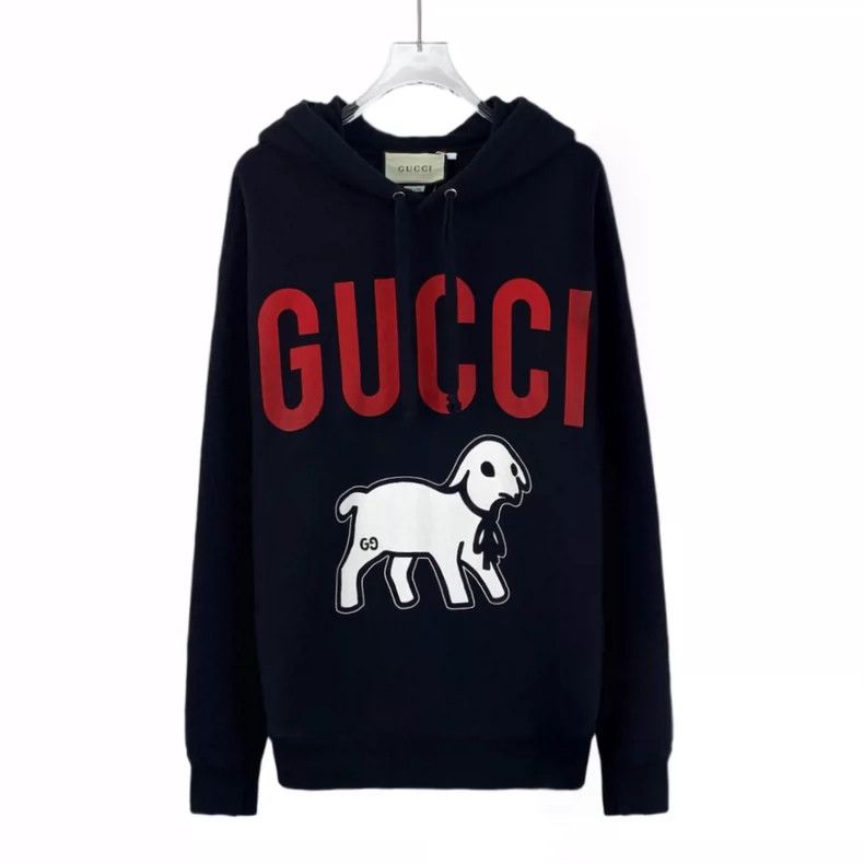 Gucci Gucci Black letter lamb print hooded drawstring long-sleeve Size US M / EU 48-50 / 2 - 1 Thumbnail