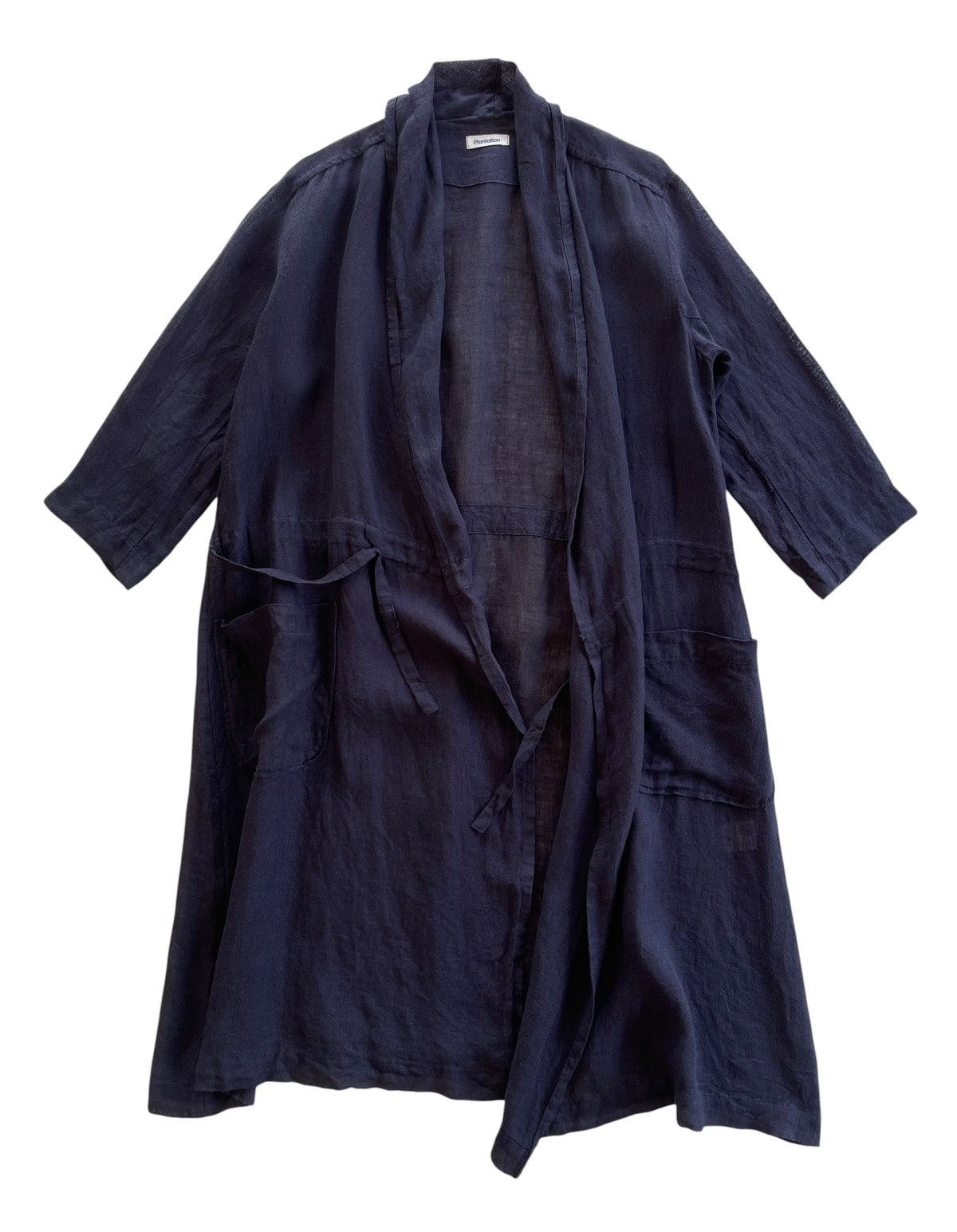Issey Miyake Plantation Blue Indigo Linen Robe Cardigan Size US M / EU 48-50 / 2 - 2 Thumbnail