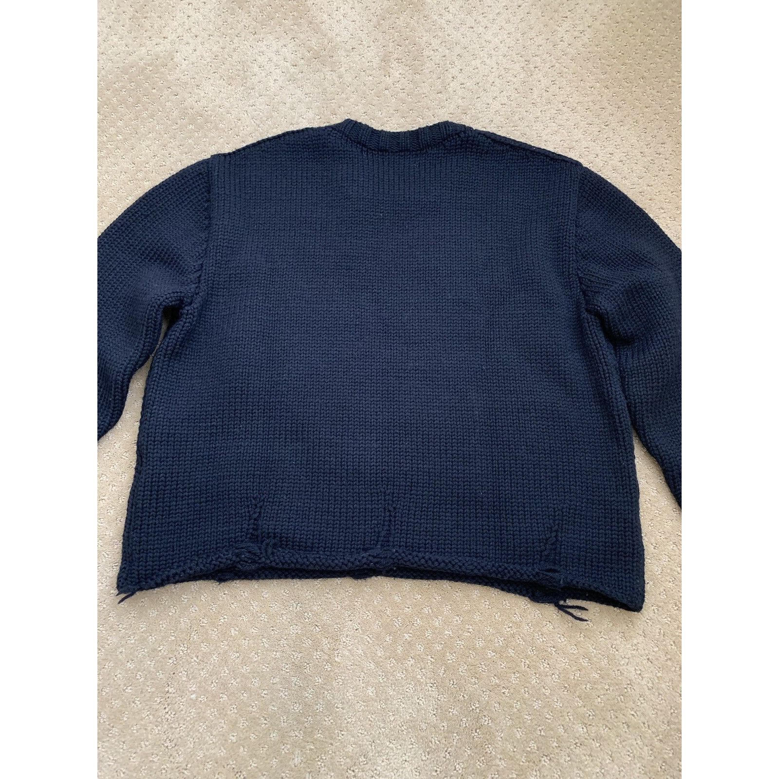 Rhude RHUDE Cropped Baggy Distressed Wool Sweater Hand Knitted Wol Size US S / EU 44-46 / 1 - 7 Thumbnail
