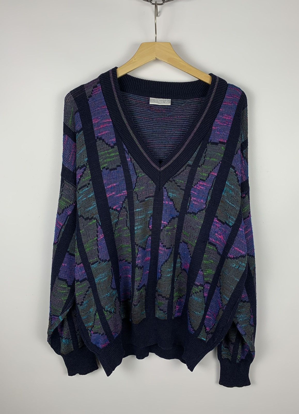 Adidas Adidas Vintage Knitted Sweater V-Neck 90’s Coogi Style Size US S / EU 44-46 / 1 - 1 Thumbnail