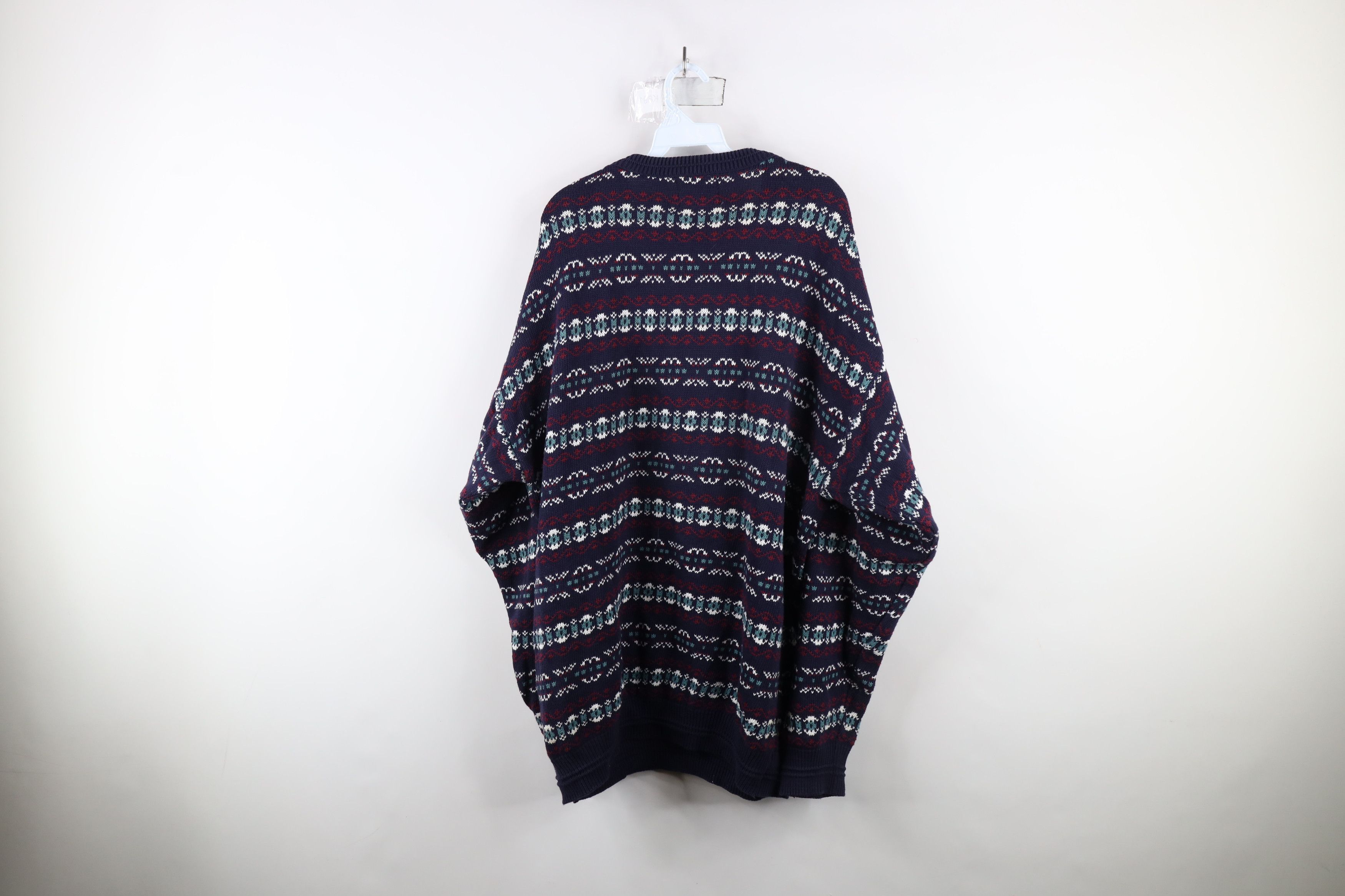 Vintage Vintage 90s Streetwear Cotton Fair Isle V-Neck Sweater USA Size US XXL / EU 58 / 5 - 8 Thumbnail