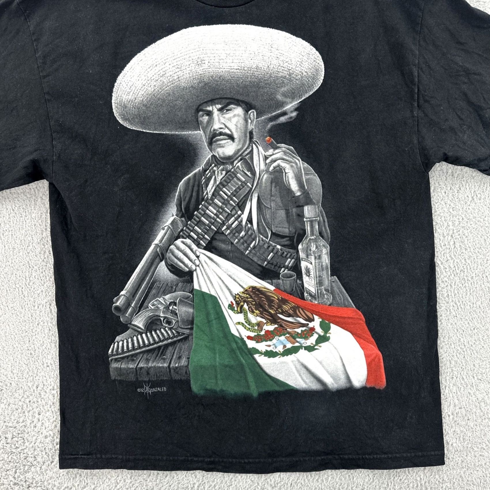 Vintage VINTAGE DGA T-Shirt Mens Graphic Print Black XL Short Sleeve Crew Neck Vicente Fernandez Art Size US XL / EU 56 / 4 - 4 Thumbnail