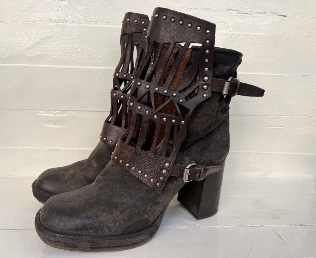 A.S.98 Airstep AS98 Brown Leather Suede Boho Biker Ankle Boots Size US 10 / IT 40 - 6 Thumbnail