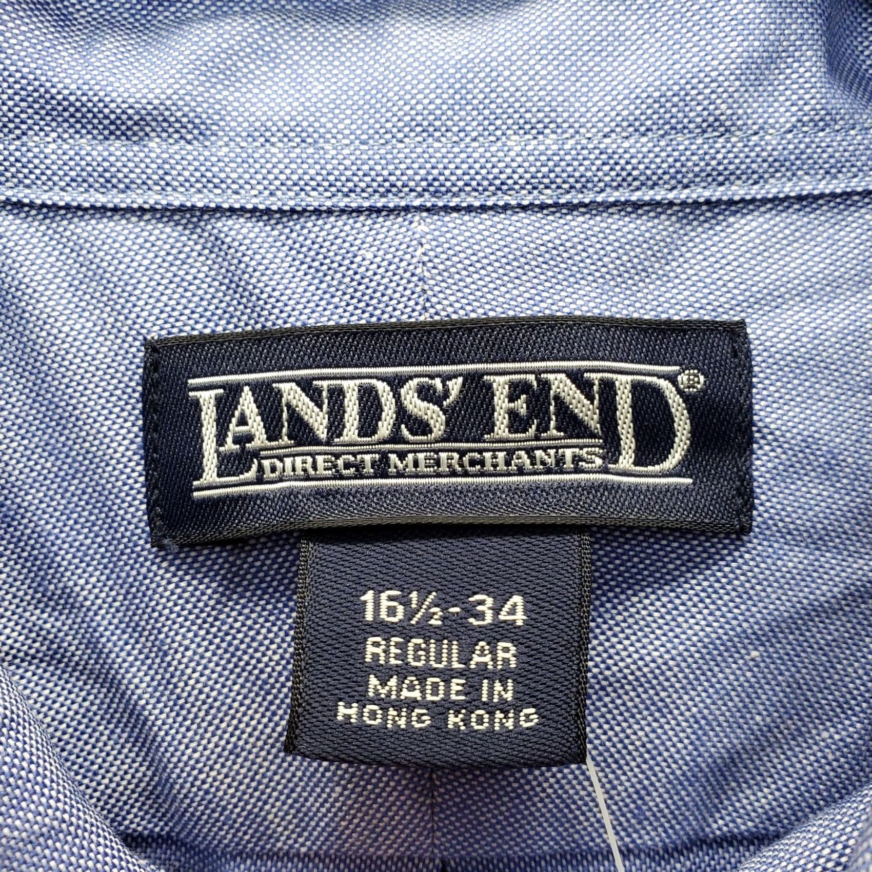 Lands' End Lands' End Dress Shirt Mens 16.5 Blue Classic Fit Oxford Collared Button Down Size 46R - 5 Thumbnail