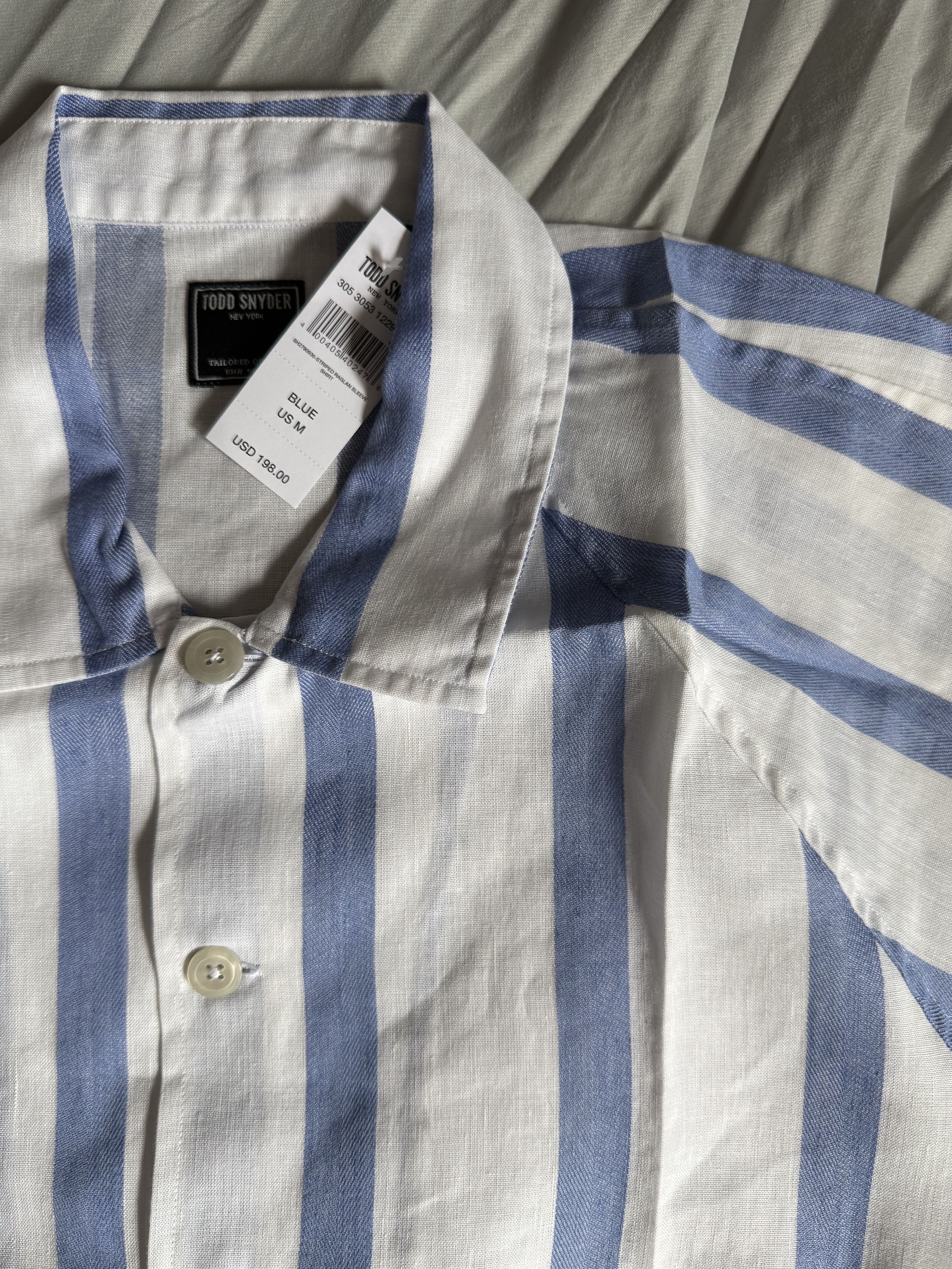 Todd Snyder Todd Snyder Striped Raglan Sleeve Shirt MEDIUM $198 Size US M / EU 48-50 / 2 - 1 Thumbnail