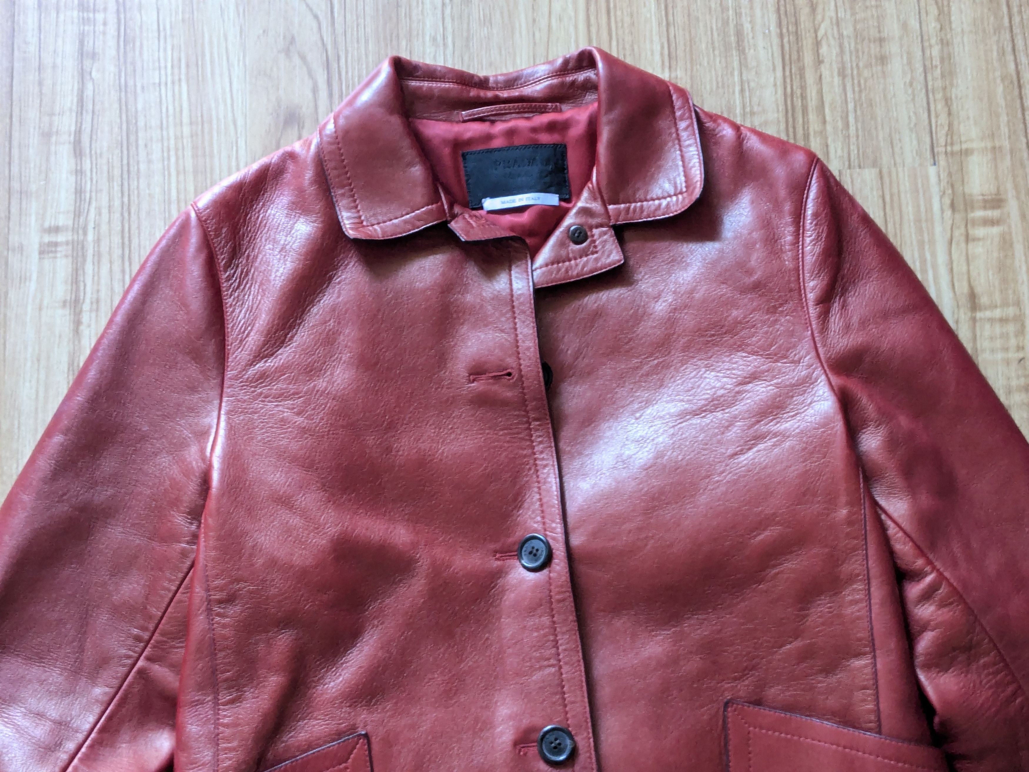 Prada Prada Leather Jacket Red 44 Button Blazer Coat Size M / US 6-8 / IT 42-44 - 6 Thumbnail