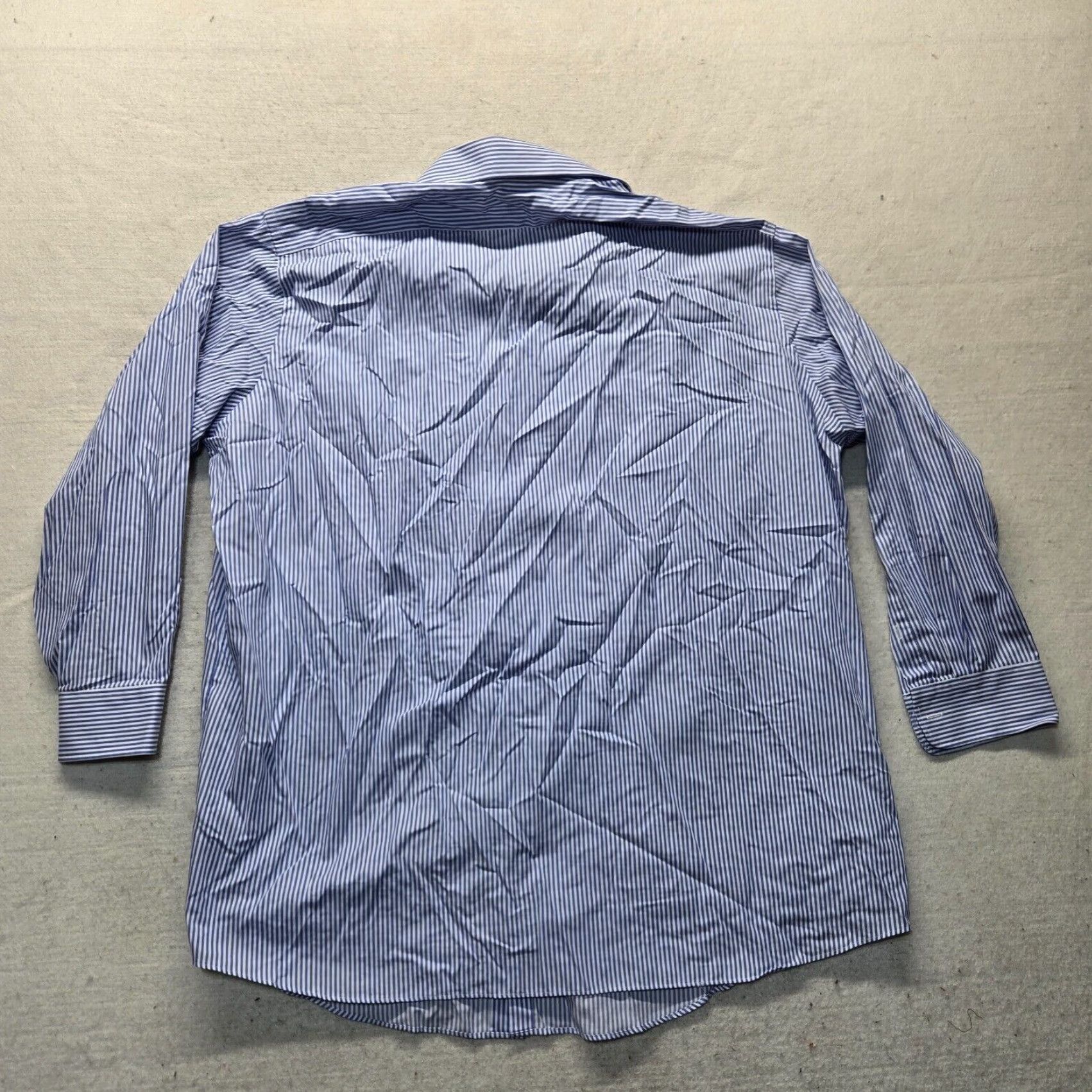 Van Heusen VINTAGE Van Heusen Shirt Blue Striped Long Sleeve Button-Up Adult 18 Regular Cotton Blend Men Size US XXL / EU 58 / 5 - 6 Thumbnail