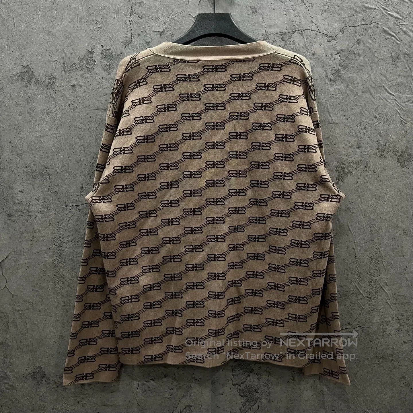 Balenciaga Balenciaga Khaki All-Over Logo Print Knit Cardigan| Size US XS / EU 42 / 0 - 2 Thumbnail