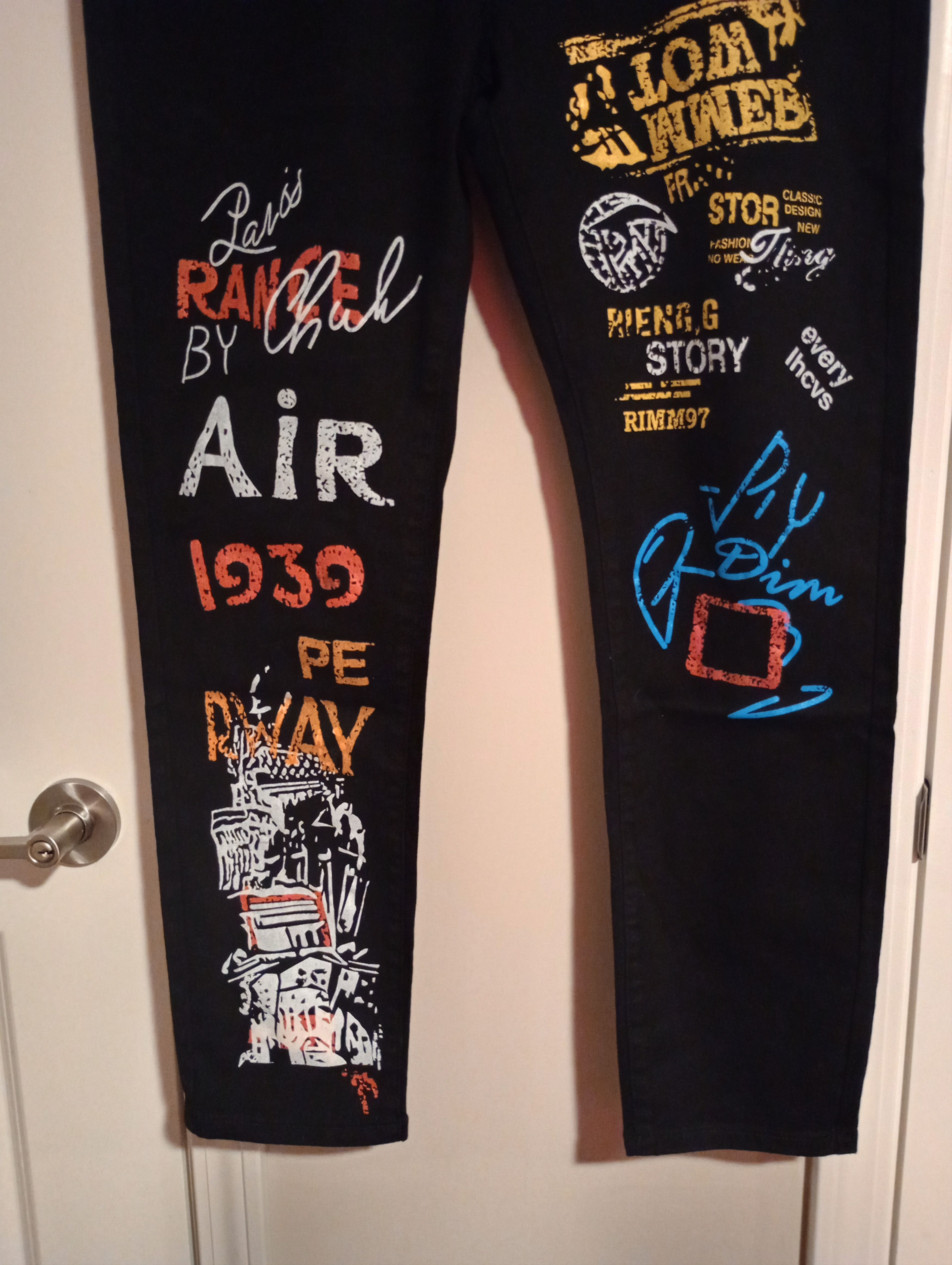 Other Men's Graffiti Street Style Denim Fashion Jeans Size US 36 / EU 52 - 8 Thumbnail