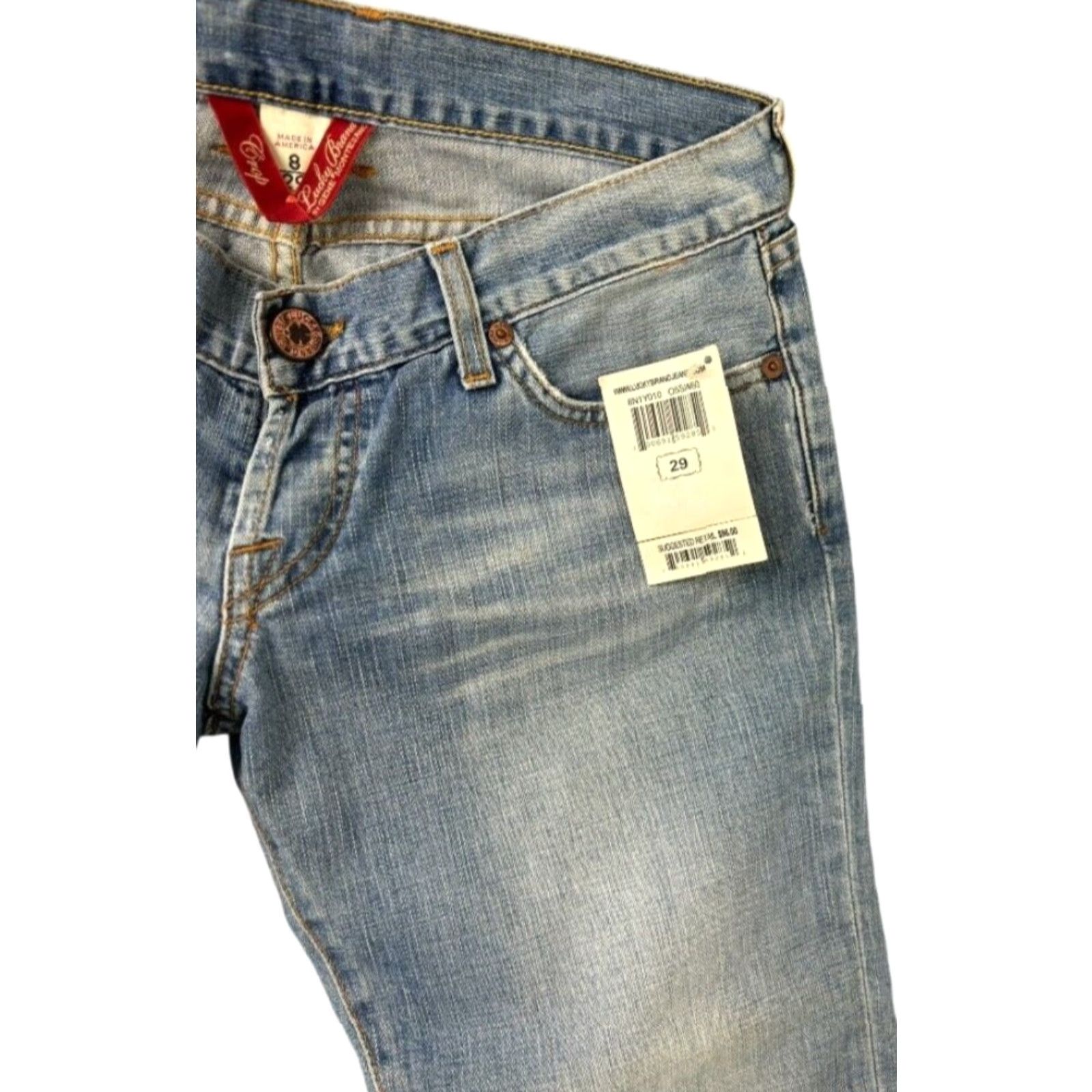 VINTAGE Lucky Brand Light Wash Capri Denim Jeans Women Size 8/29 Blue Regular Fit Cotton Spandex Slim Leg Bottoms