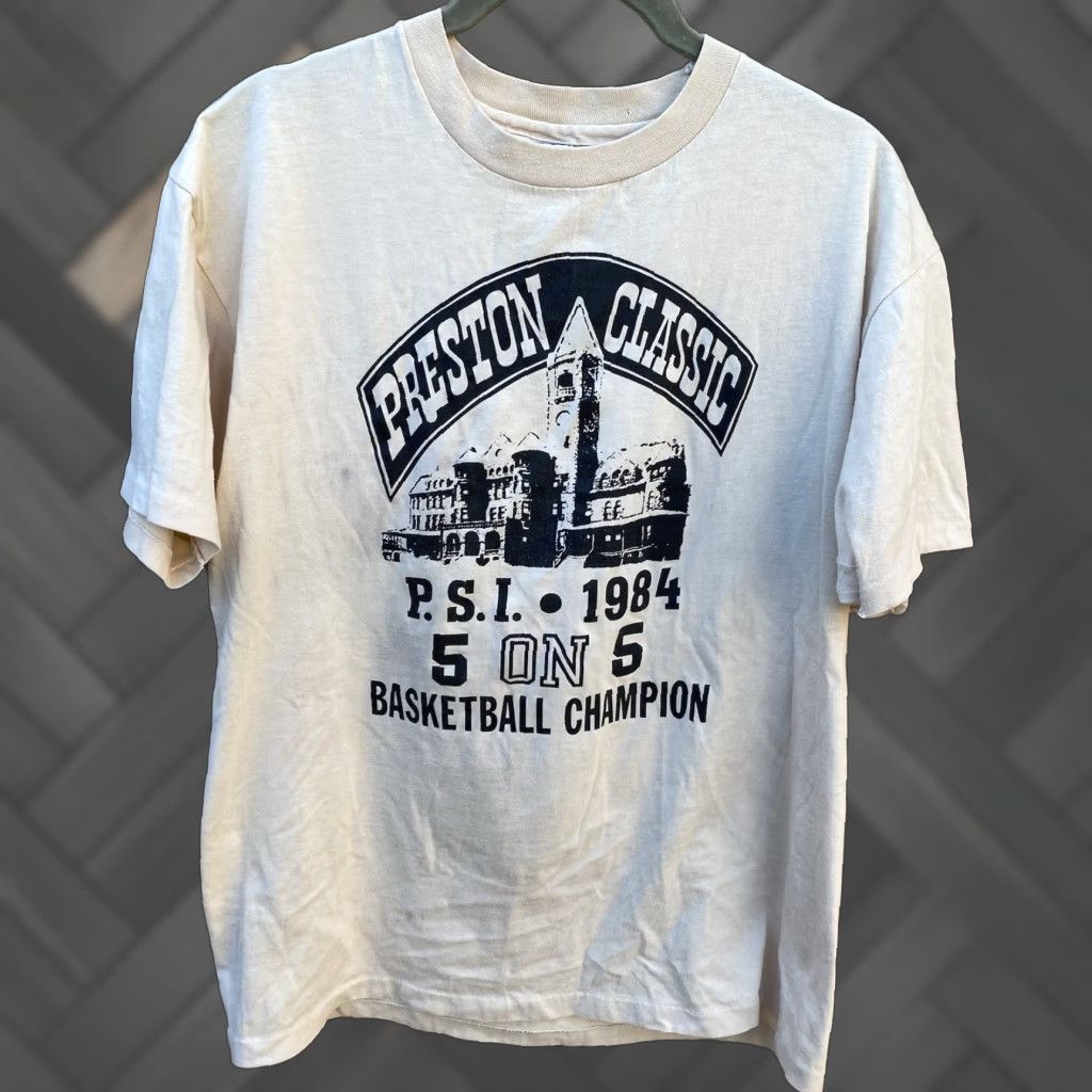 Hanes VINTAGE Hanes Preston Classic PSI 5 On 5 Basketball Champion T Shirt XL Beige 80s 1980s Mens Tee Size US XL / EU 56 / 4 - 1 Thumbnail