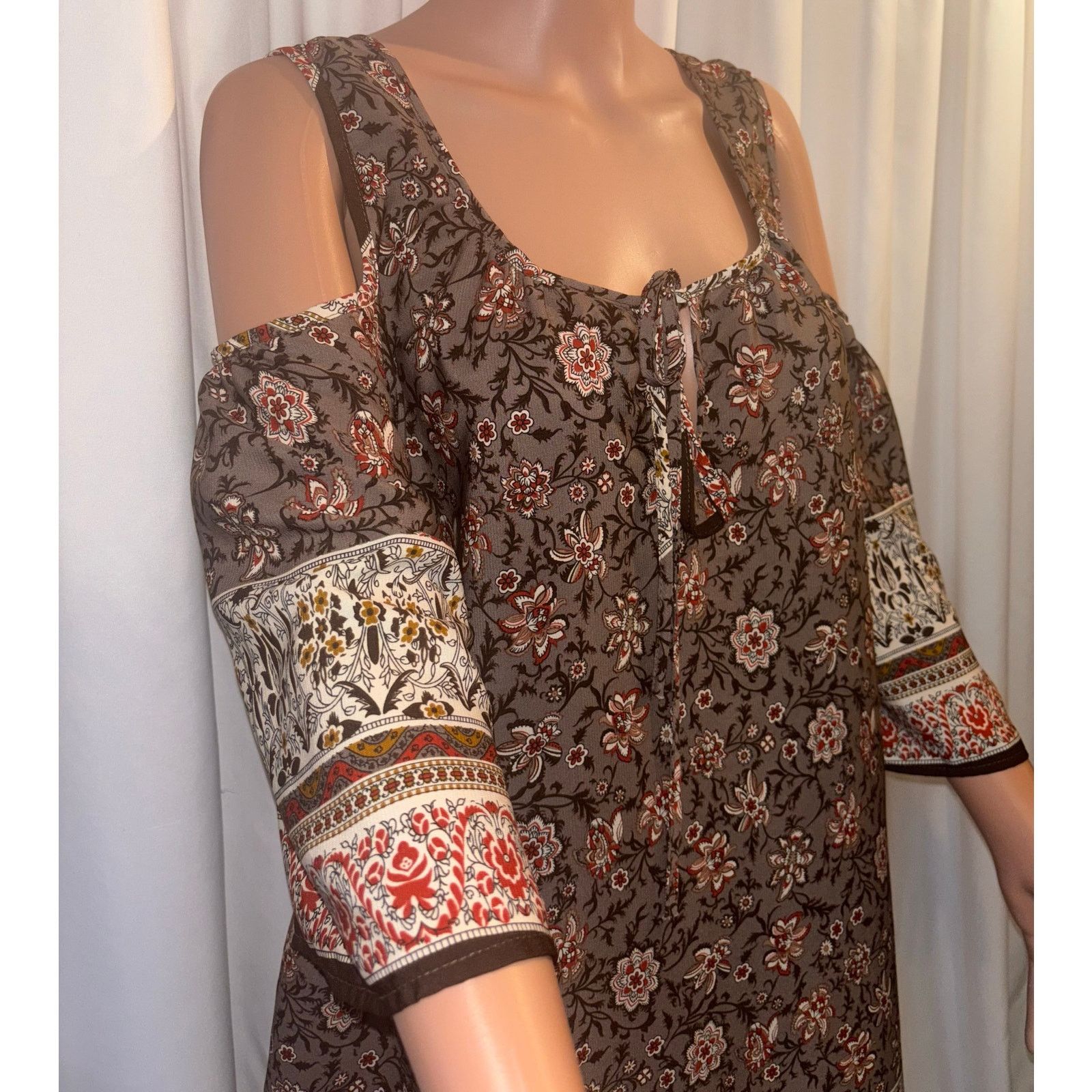 The Unbranded Brand West K XL - Floral Cold-Shoulder Blouse Size XL / US 12-14 / IT 48-50 - 2 Thumbnail