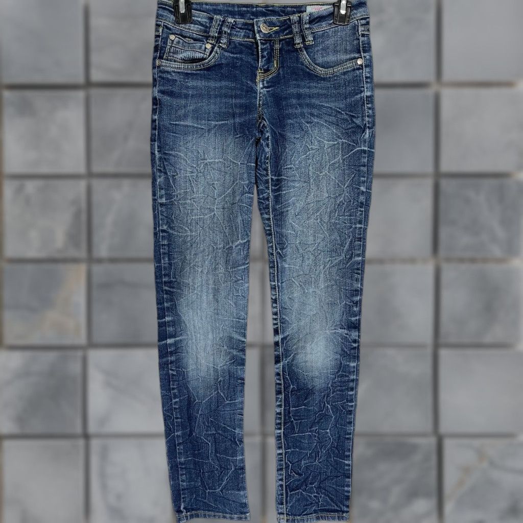 Denime Y2K Crissa Skinny Jeans Junior Size 5 Dark Blue Denim Low Rise 30.5in Inseam 5-Pocket Womens Jeans Size 26" / US 2 / IT 38 - 1 Thumbnail