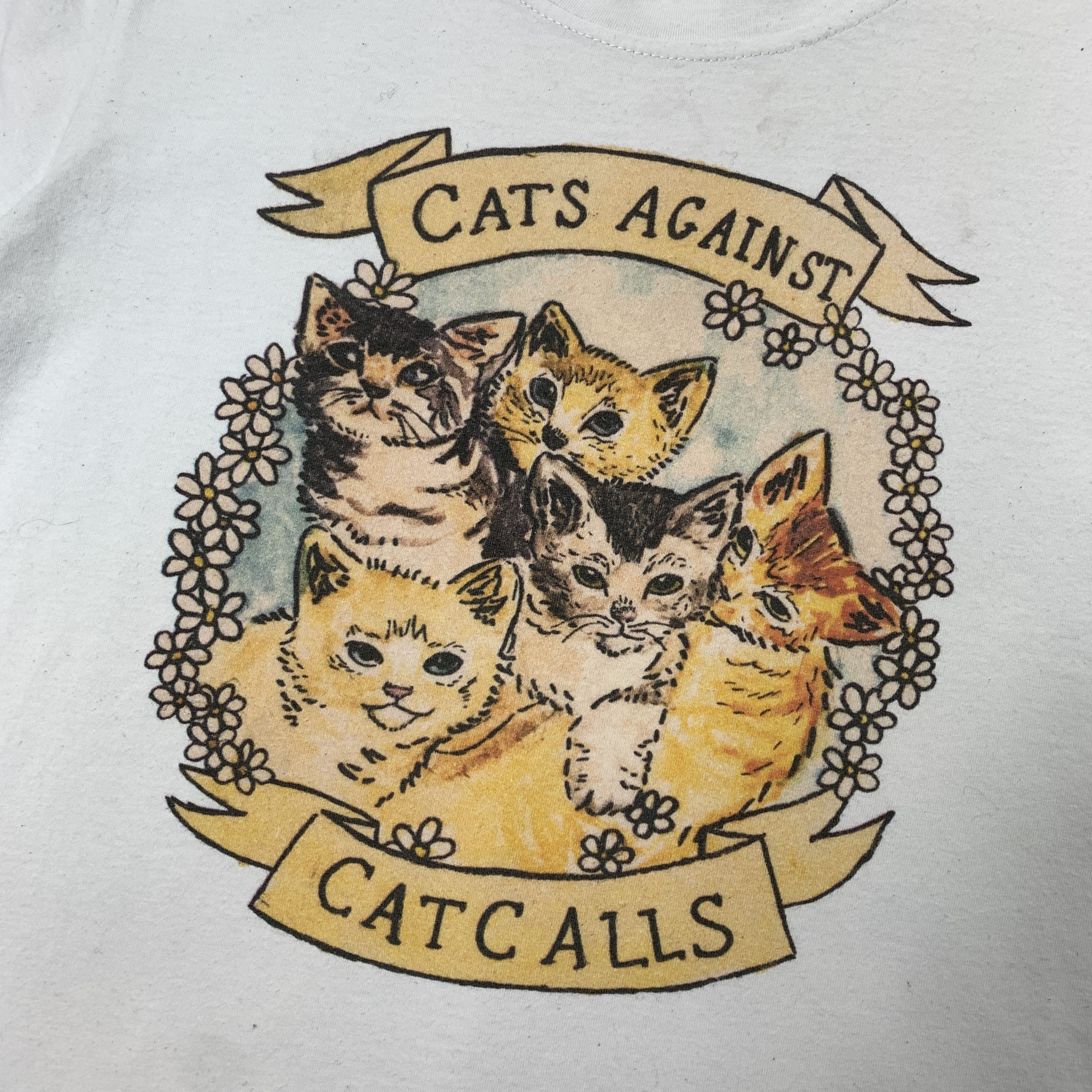 Vintage Vintage Cats Againts Catcalls 90s Graphic White Tee Shirt Size S / US 4 / IT 40 - 5 Thumbnail