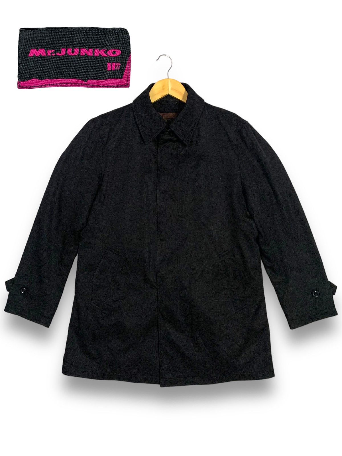image of Junko Shimada x Mr Junko Japanese Mr. Junko Black Buckle Collar Long Coat/trench Coat (Size Medium)