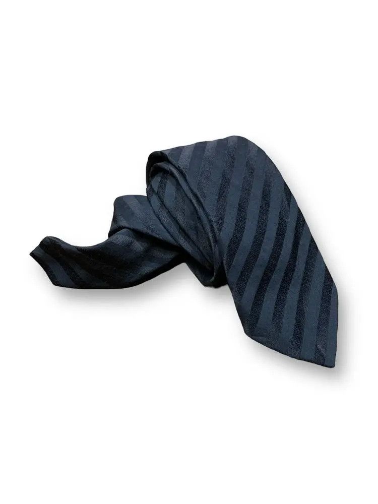 Armani Collezioni Giorgio Armani diagonal stripe dark grey wool neck tie Size ONE SIZE - 1 Thumbnail