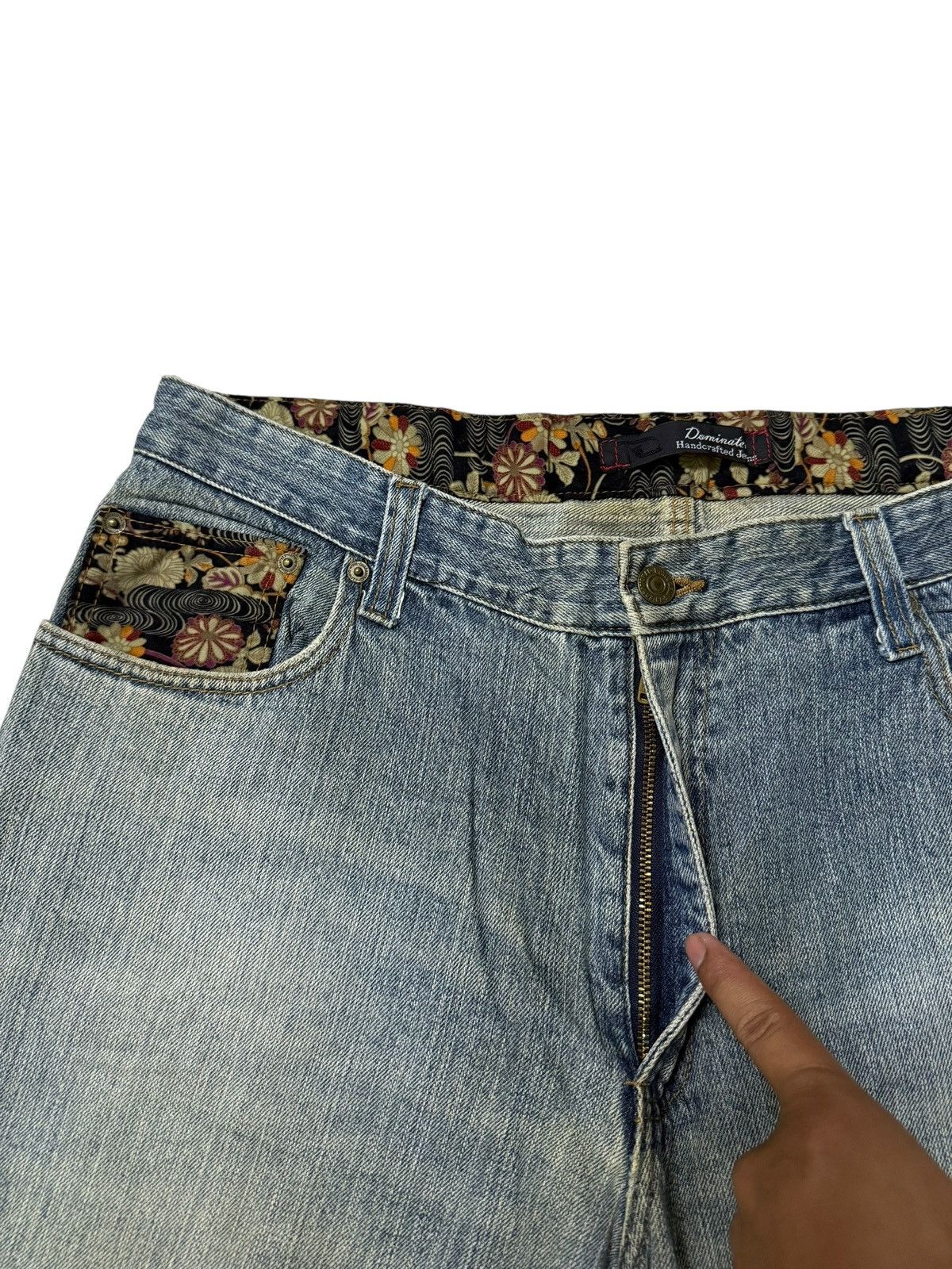 Japanese Brand Dominate Handcrafted Sukajan Embroidered Koi Fish Jeans Size US 34 / EU 50 - 9 Thumbnail