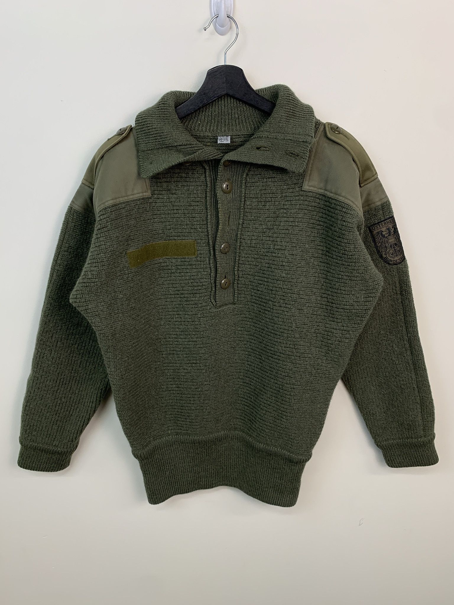 Other Vintage Sweater 1990s Knit Military Button Neck Thick Knit Sweater Size M Size US M / EU 48-50 / 2 - 1 Thumbnail