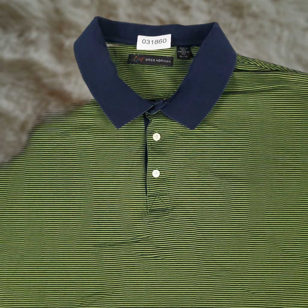 Vintage Greg Norman Polo Shirt Men’s XL Green Striped Cotton Short Sleeve Mens Size US XL / EU 56 / 4 - 1 Thumbnail