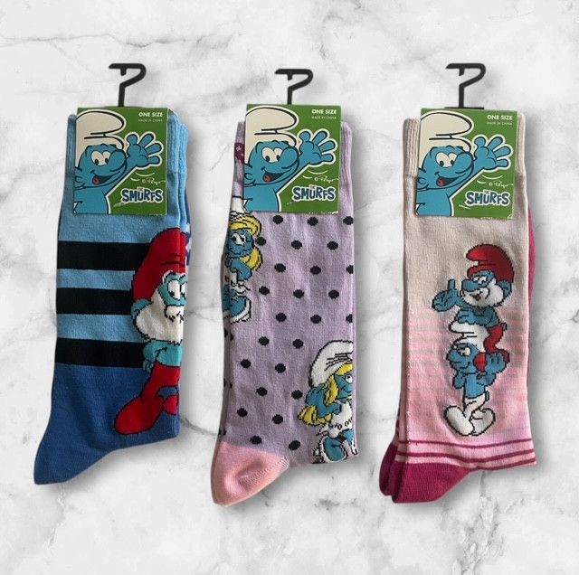 Other Smurfs Cartoon Crew Socks Men's Size 7-12 3-Pairs Size ONE SIZE - 2 Thumbnail