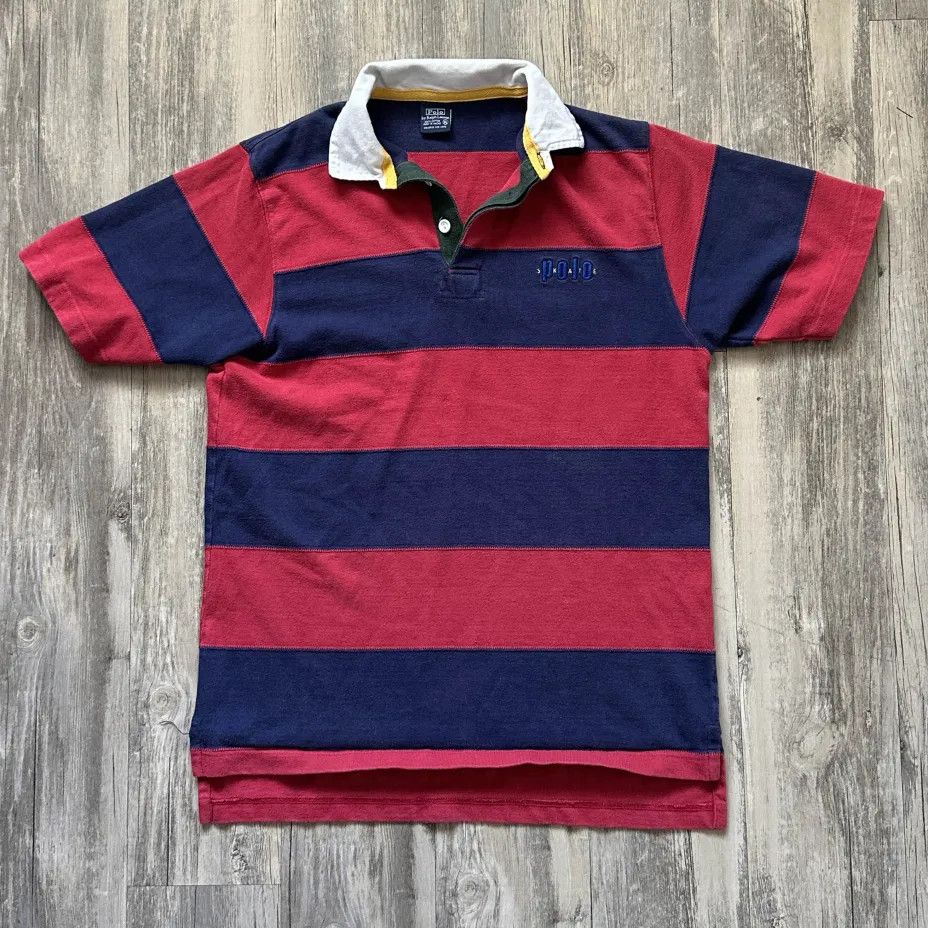 Polo Ralph Lauren Vintage Polo Ralph Lauren Skate Rugby Striped Shirt Size Size US XL / EU 56 / 4 - 1 Thumbnail