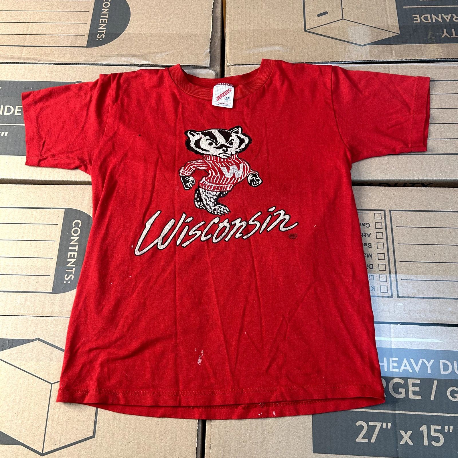 Jerzees Vintage 90s Youth Wisconsin Badgers T-Shirt Large Size US L / EU 52-54 / 3 - 1 Thumbnail