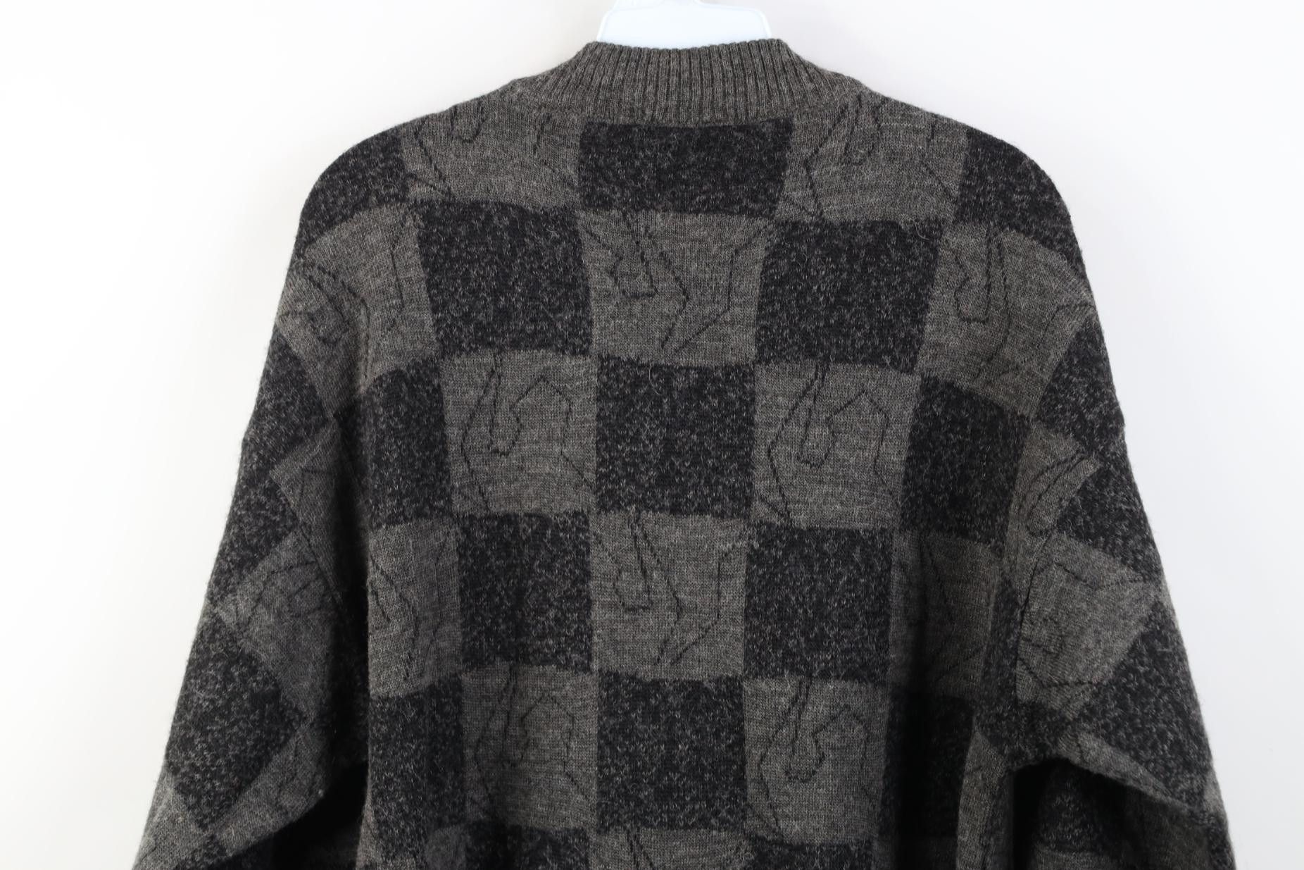 Vintage Vintage 90s Streetwear Wool Blend Knit Checkered Sweater Size US M / EU 48-50 / 2 - 10 Thumbnail
